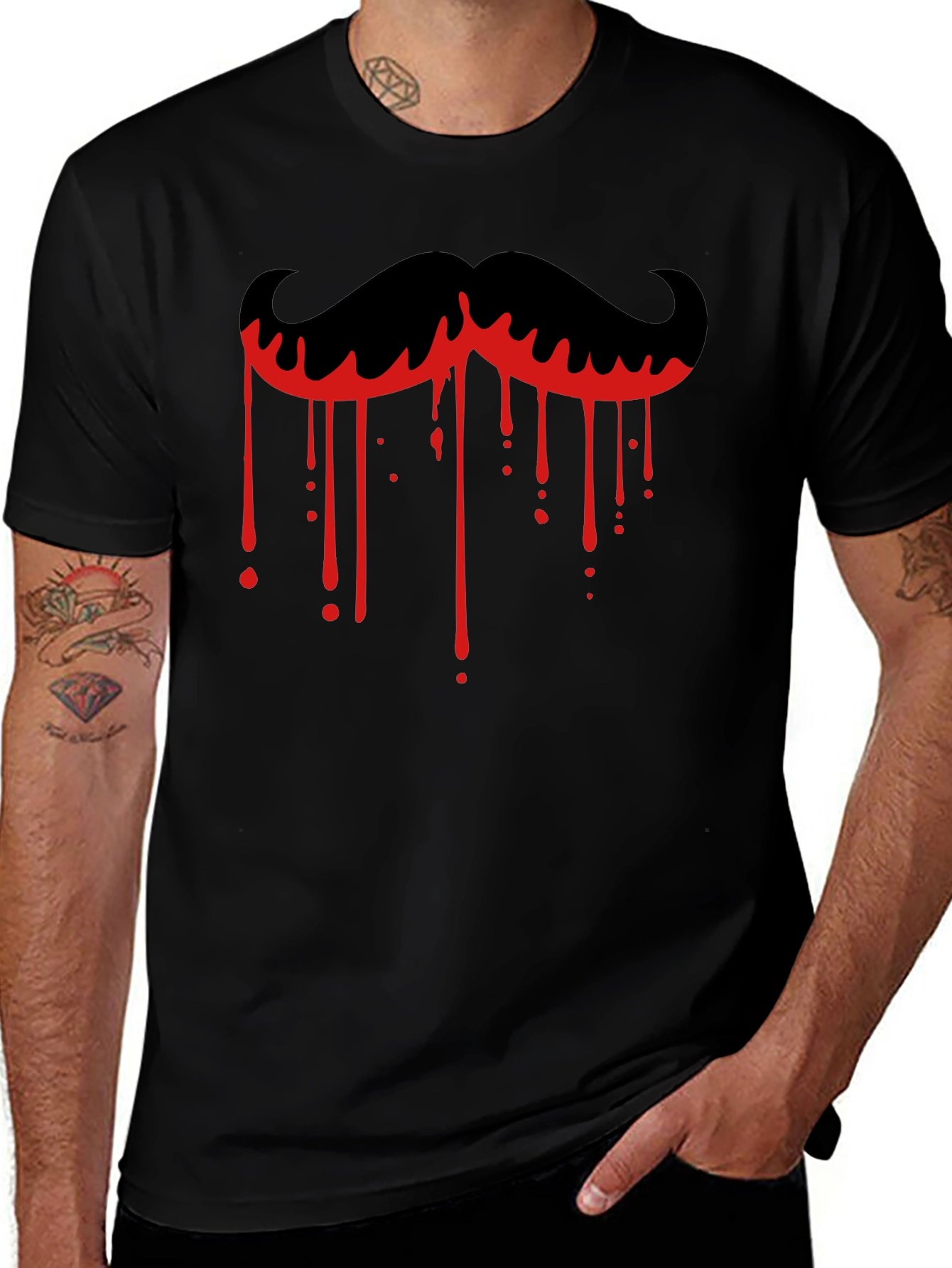 Variant 28 of Mustache Drip Graphic Tee - Black
