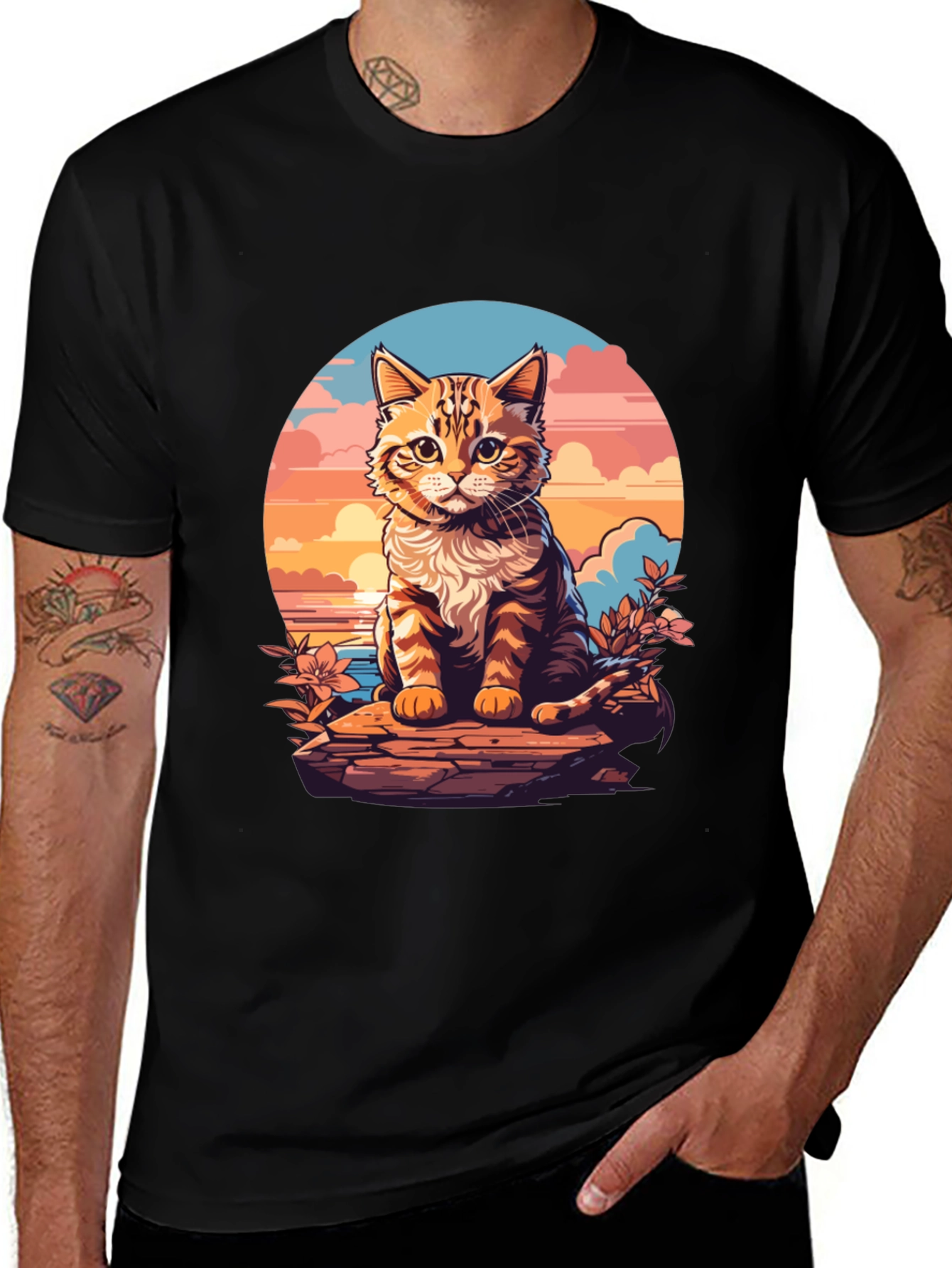 Variant 27 of Sunset Cat Graphic Tee