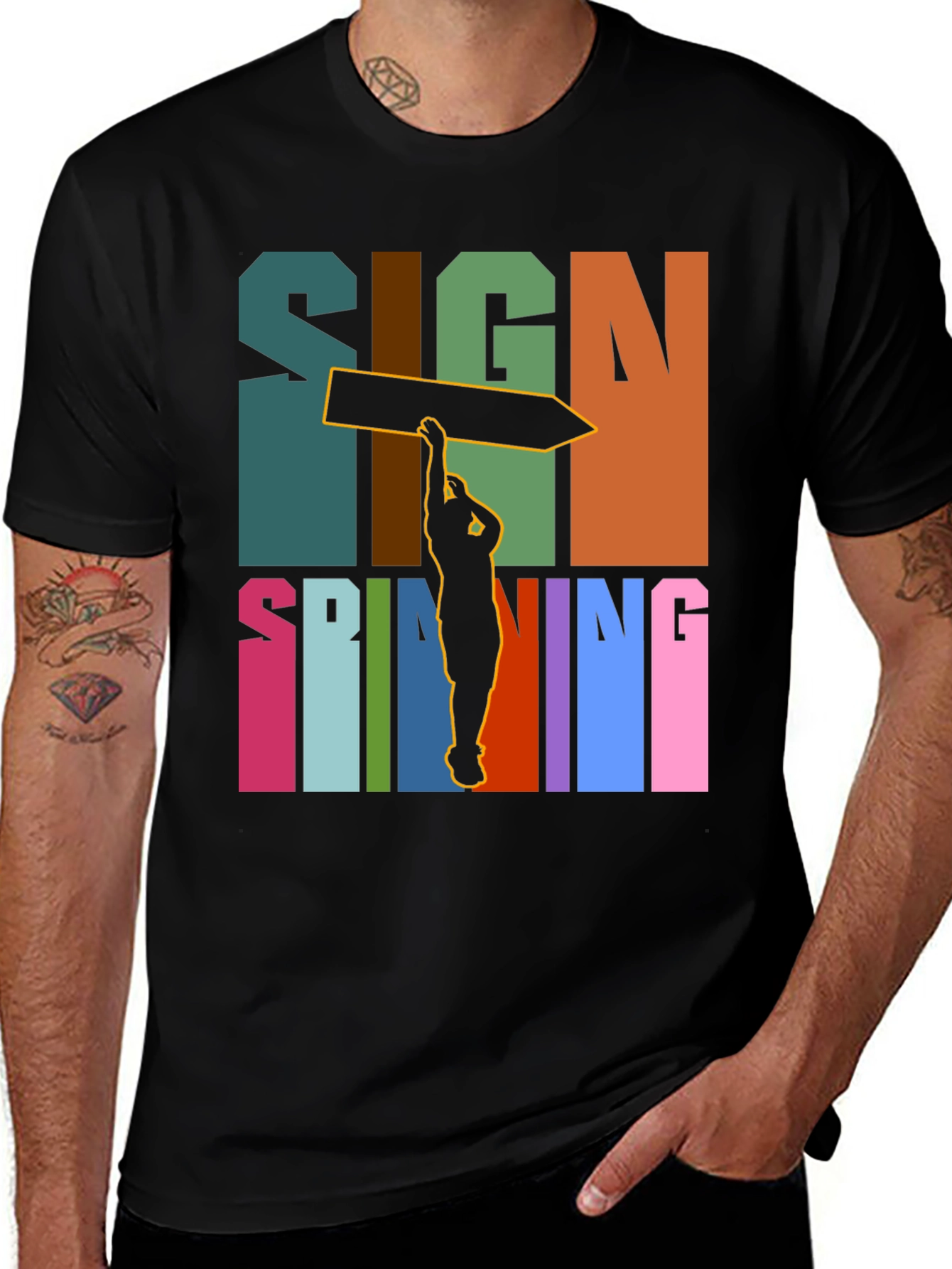 Variant 17 of Sign Spinning Graphic Tee - Modern Design