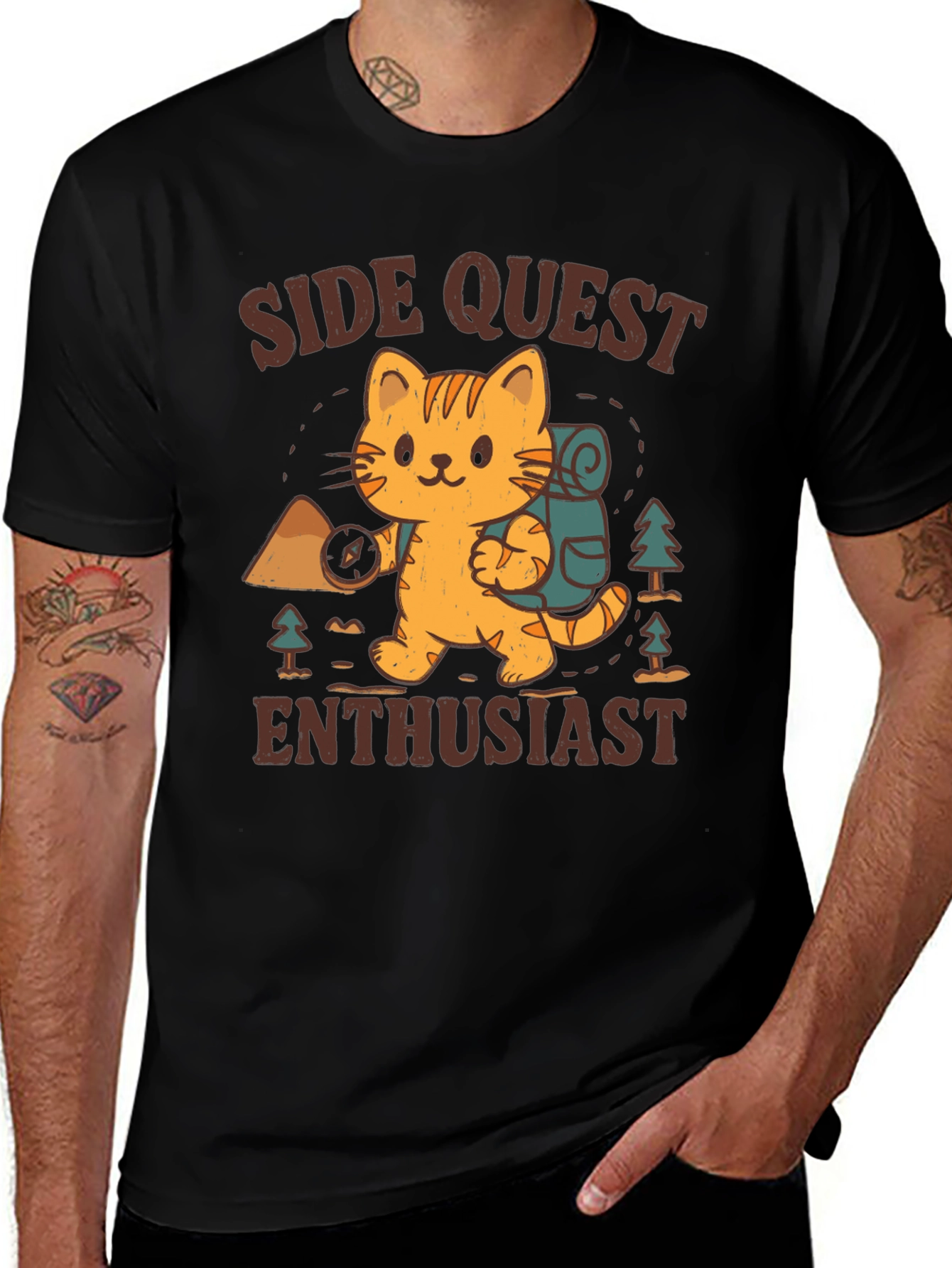 Variant 24 of Side Quest Enthusiast Cat Hiking T-Shirt