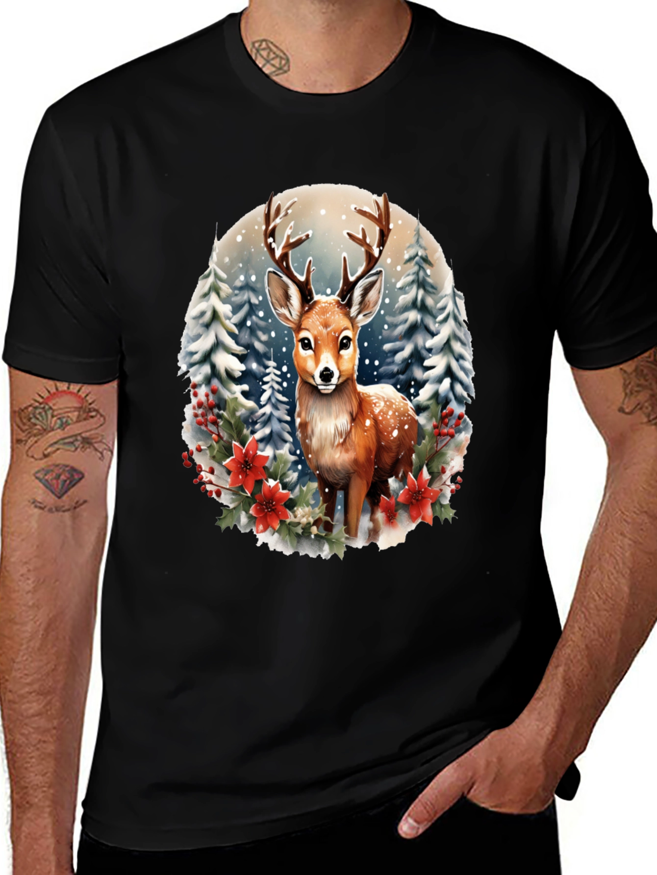 Variant 30 of Winter Deer Graphic Tee - Holiday Style