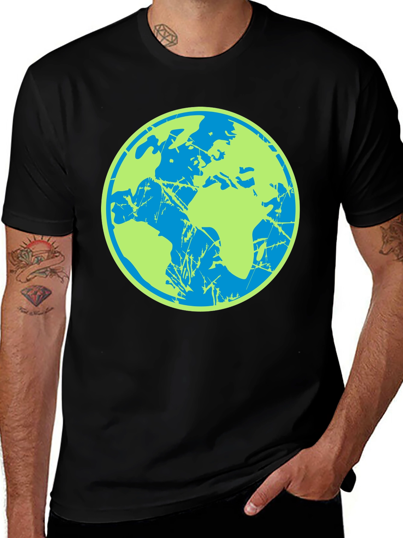 Variant 5 of Earth Graphic Tee - Black Cotton Casual T-Shirt