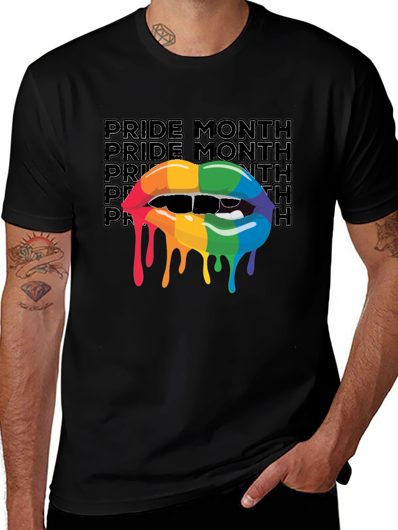 Variant 30 of Pride Month Rainbow Lips Graphic Tee