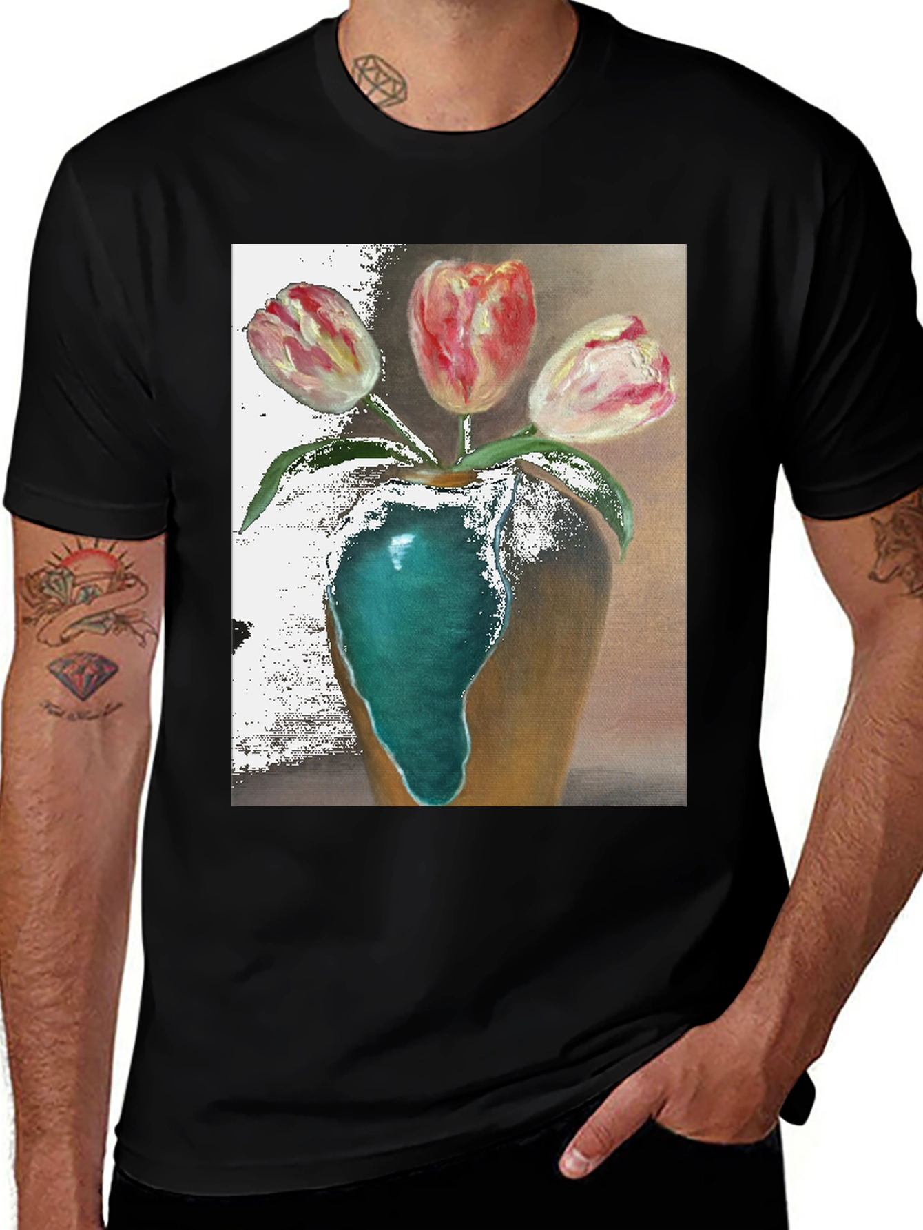 Variant 9 of Tulip Vase Graphic Tee - Unique Floral Design