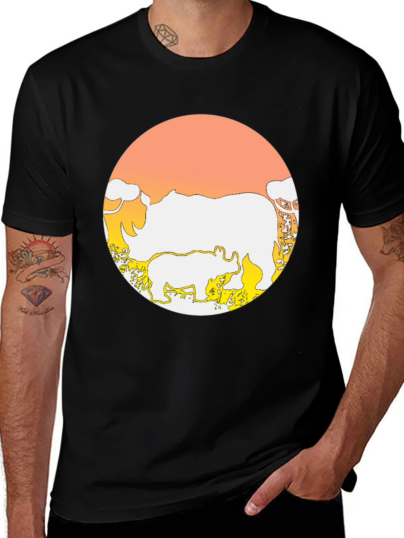 Variant 23 of Rhino Graphic Tee - Men's Black T-Shirt
