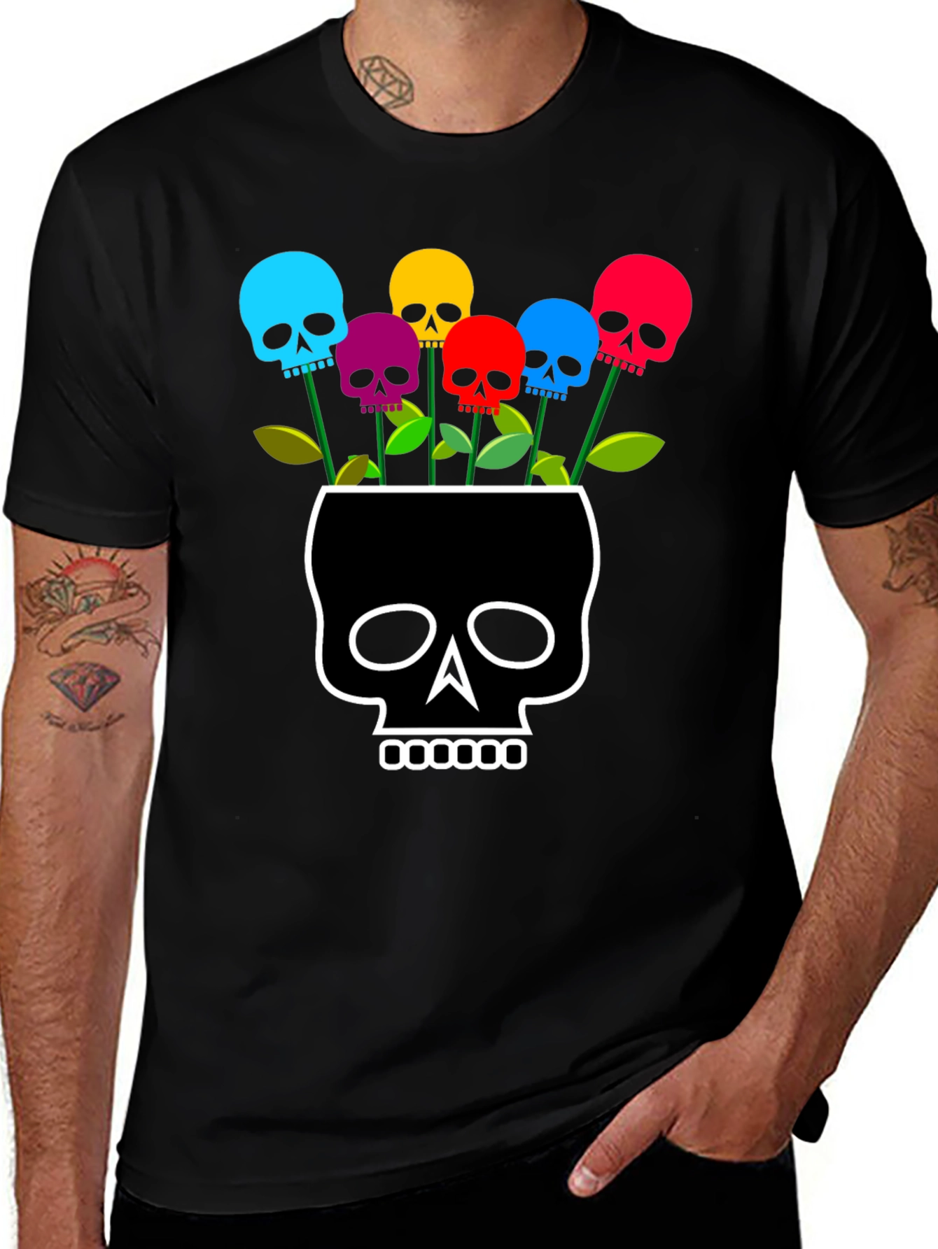 Variant 22 of Skull Flower Graphic T-Shirt