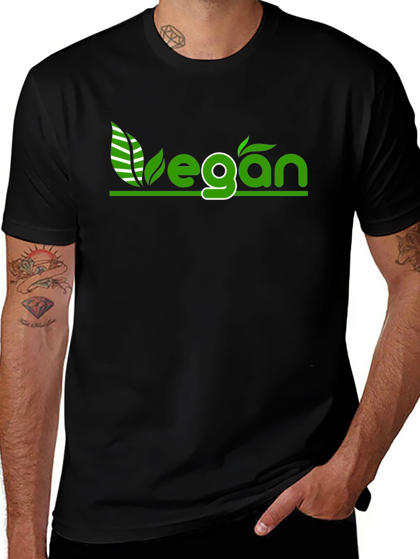 Black Vegan Graphic Tee - Black Cotton T-Shirt main image