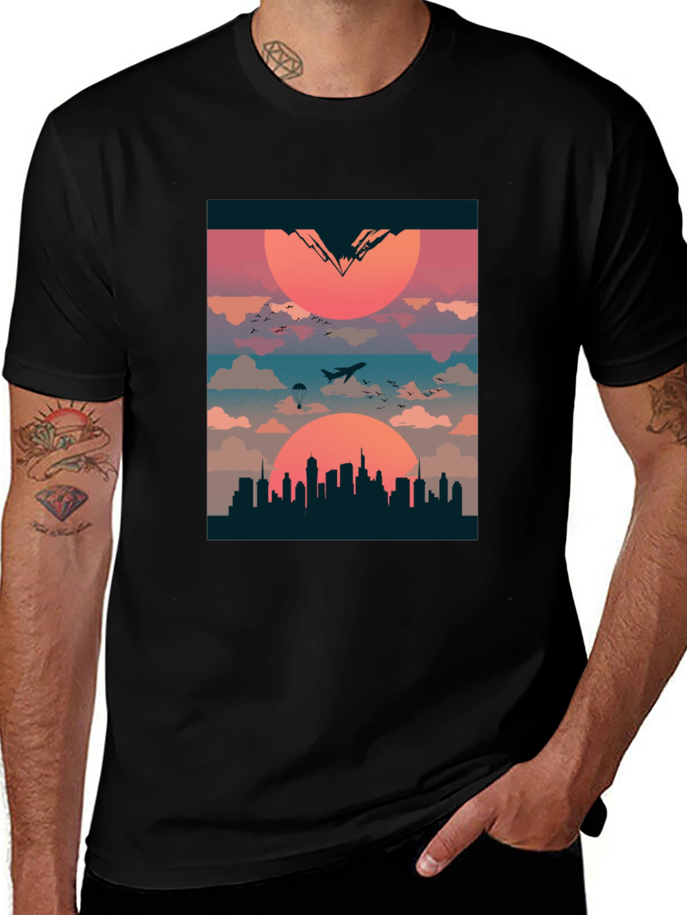 Variant 20 of Urban Sunset Graphic Tee - Adventure Awaits!