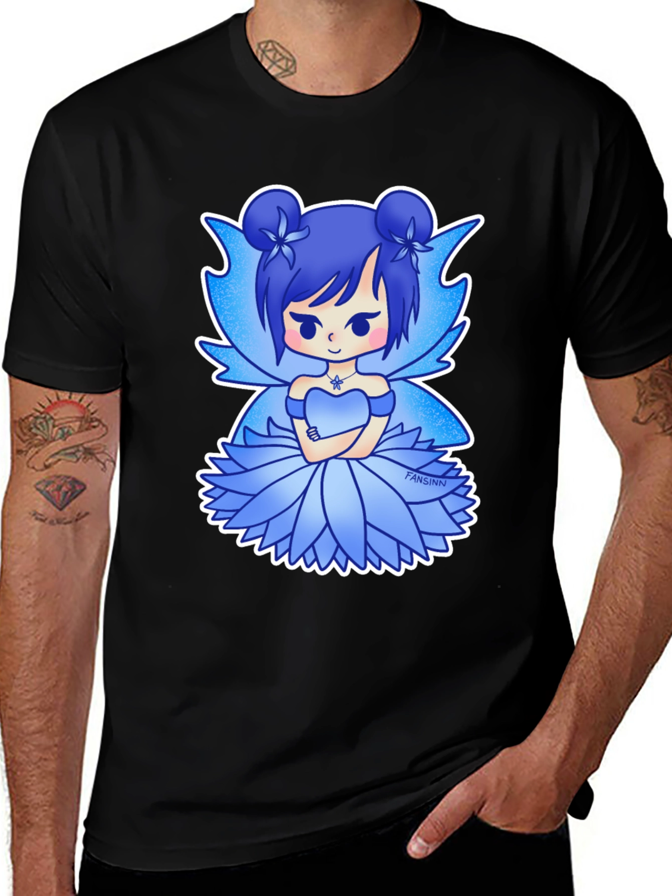 Variant 22 of Blue Fairy Graphic Print Black T-Shirt