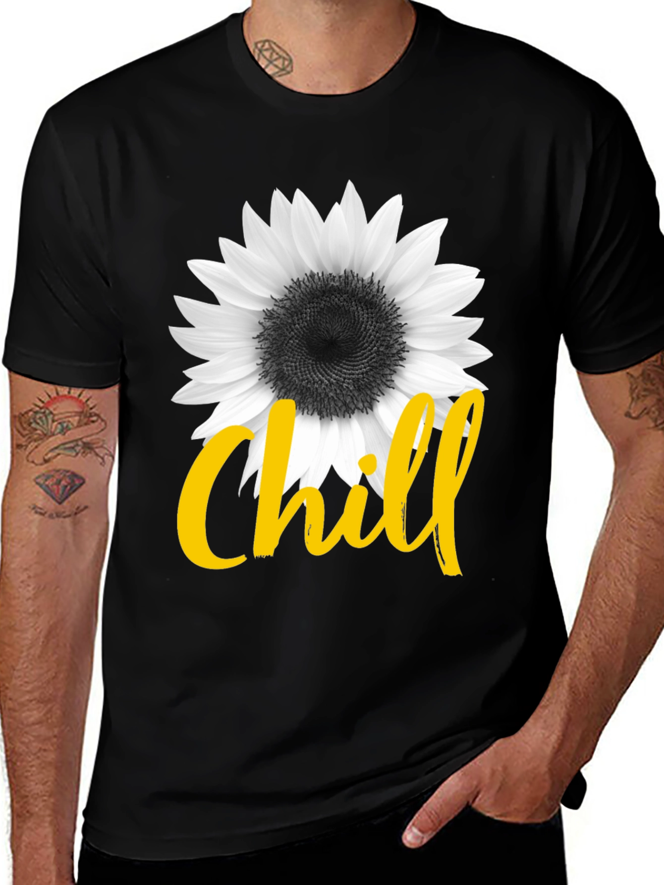 Variant 21 of Chill Sunflower Graphic Tee - Black