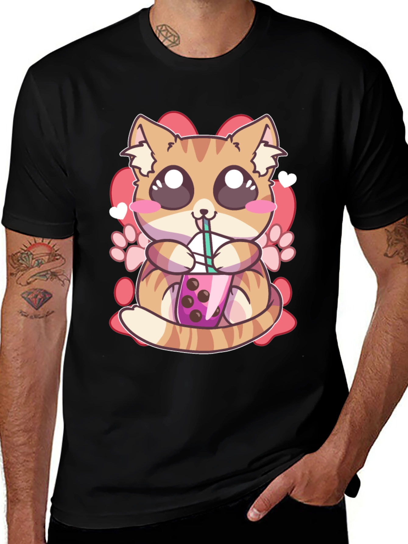 Variant 2 of Cute Cat Boba Tea Graphic T-Shirt - Unisex