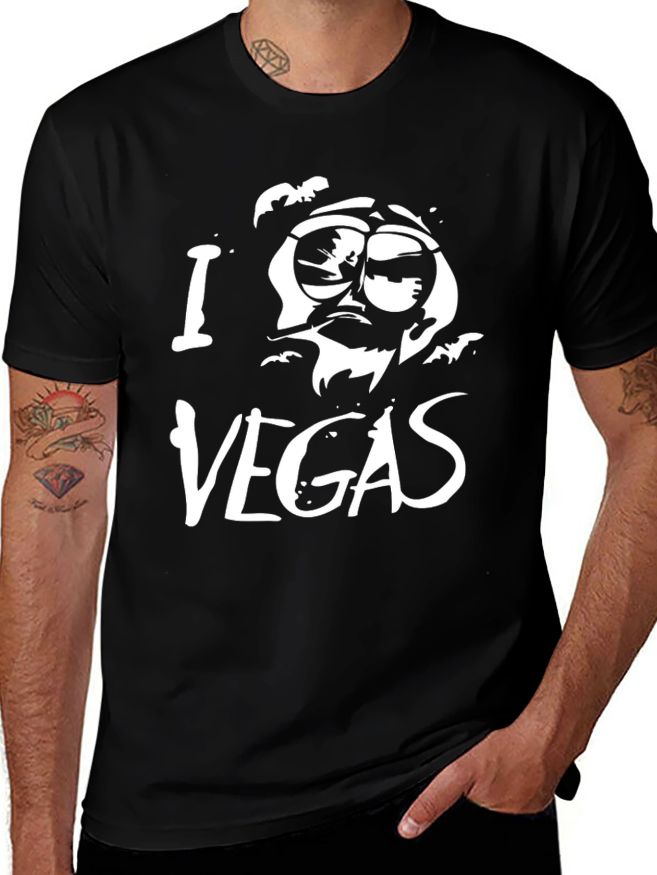 I Love Vegas Funny Graphic Black T-Shirt
