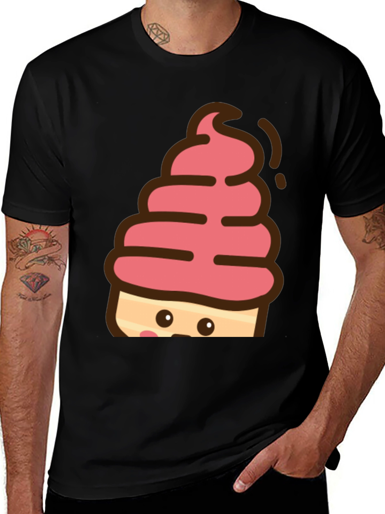 Variant 28 of Cute Cupcake Graphic T-Shirt - Black