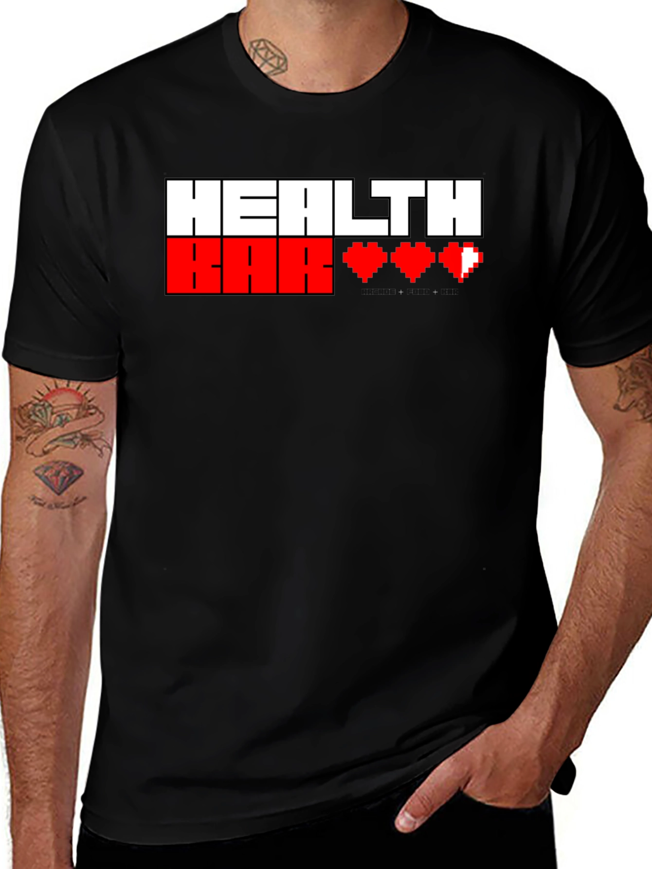 Variant 26 of Gamer Health Bar T-Shirt - Pixel Heart Design