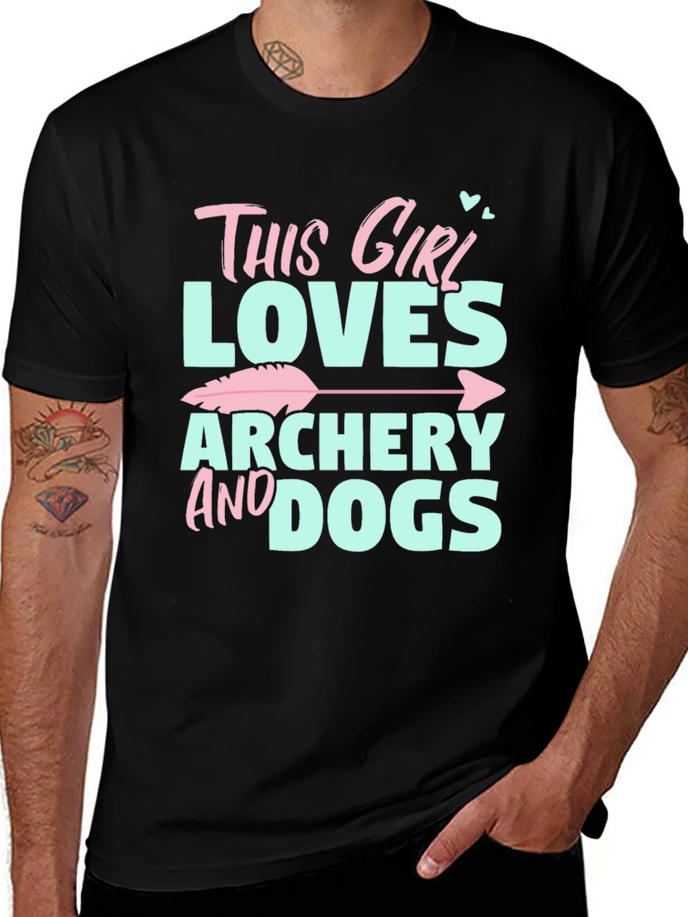 Variant 26 of Archery & Dogs Graphic Tee - Perfect for Sporty Women!