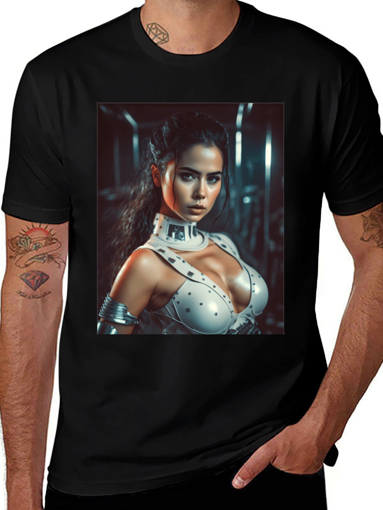 Variant 13 of Sci-Fi Woman Graphic Black T-Shirt