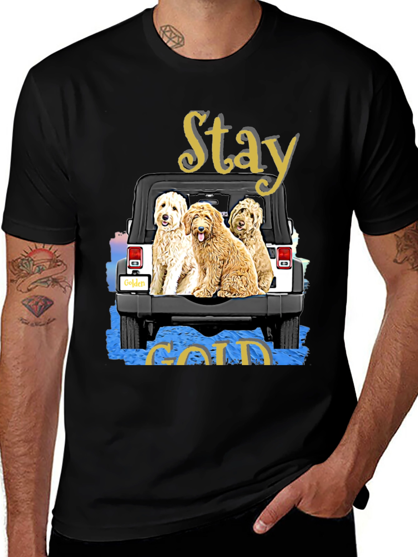 Variant 7 of Stay Gold Golden Doodle Jeep T-Shirt