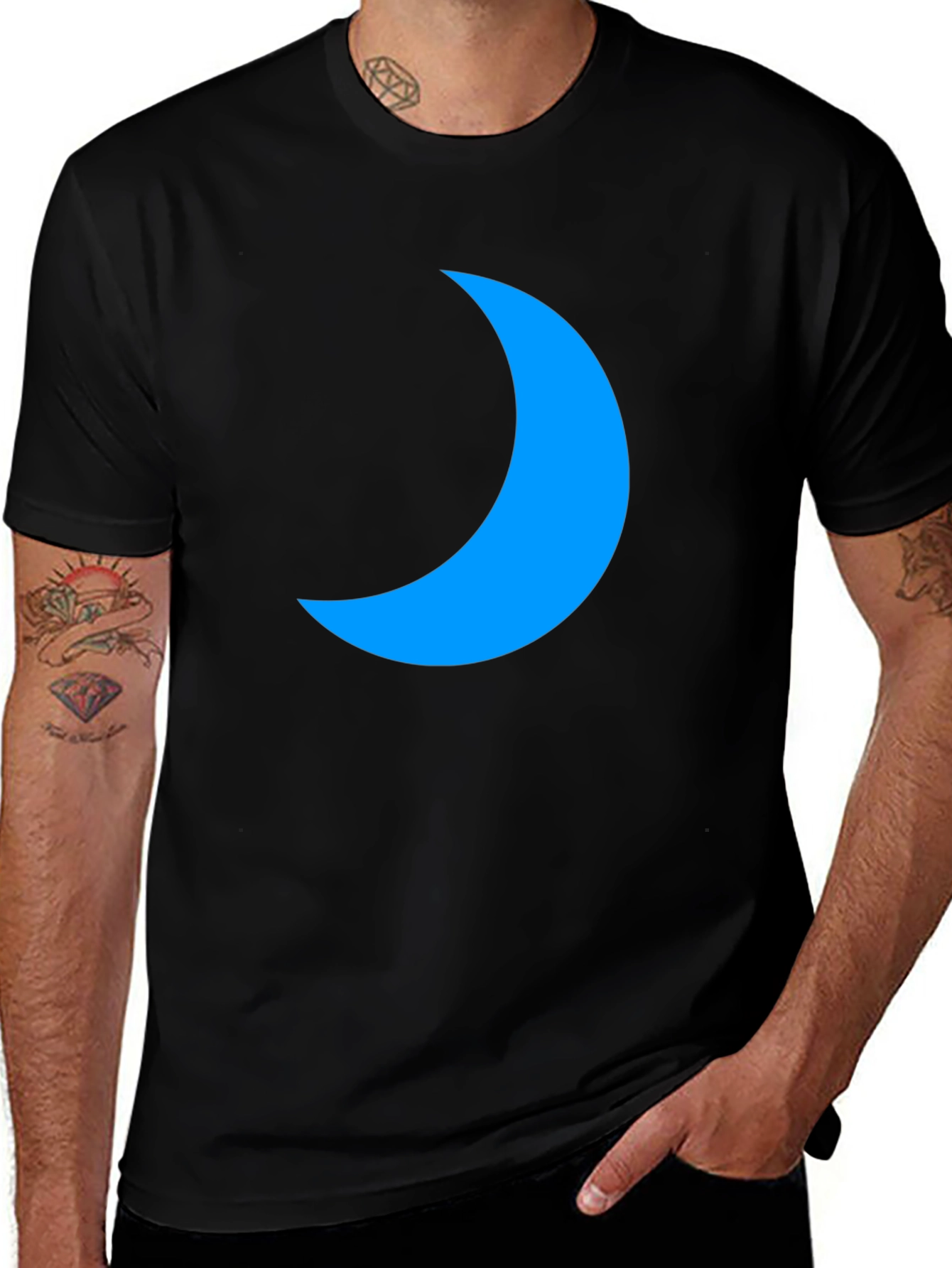 Variant 4 of Crescent Moon Graphic Tee - Stylish Black T-Shirt