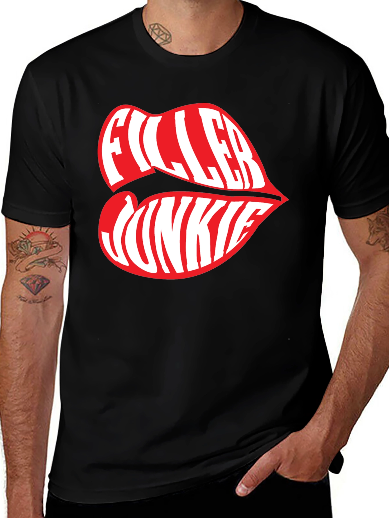Variant 12 of Filler Junkie Lip Print Black Tee