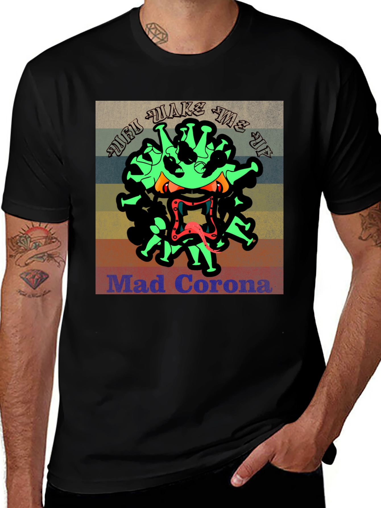 Variant 28 of Mad Corona Virus Graphic T-Shirt - Wake Me Up