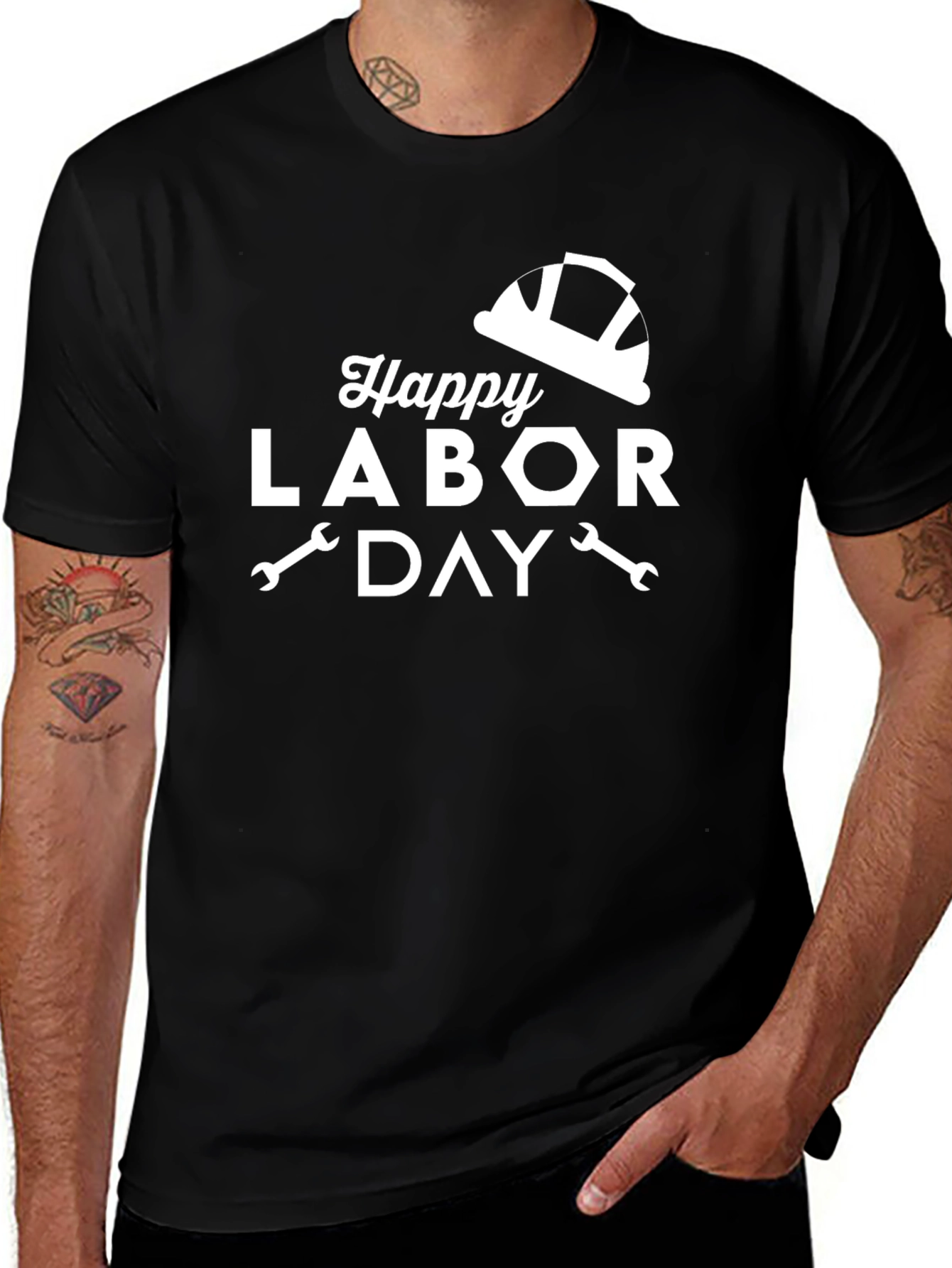 Happy Labor Day T-Shirt - Black Crew Neck Tee