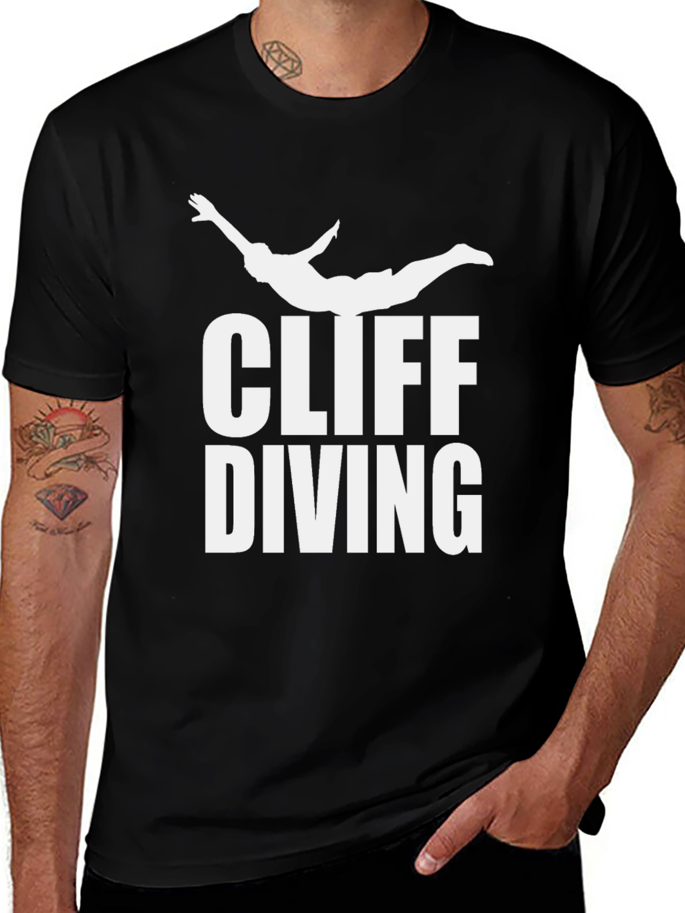 Variant 27 of Cliff Diving T-Shirt - Black Graphic Tee
