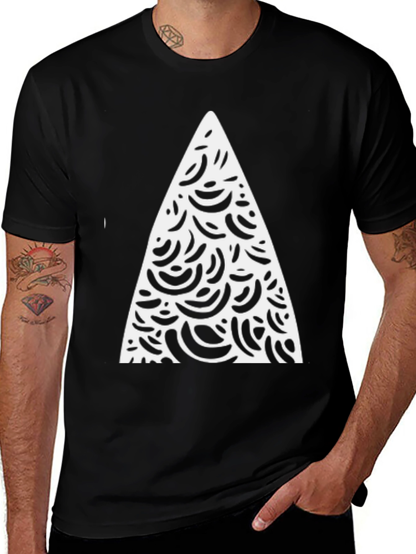 Variant 2 of Abstract Triangle Graphic Black T-Shirt