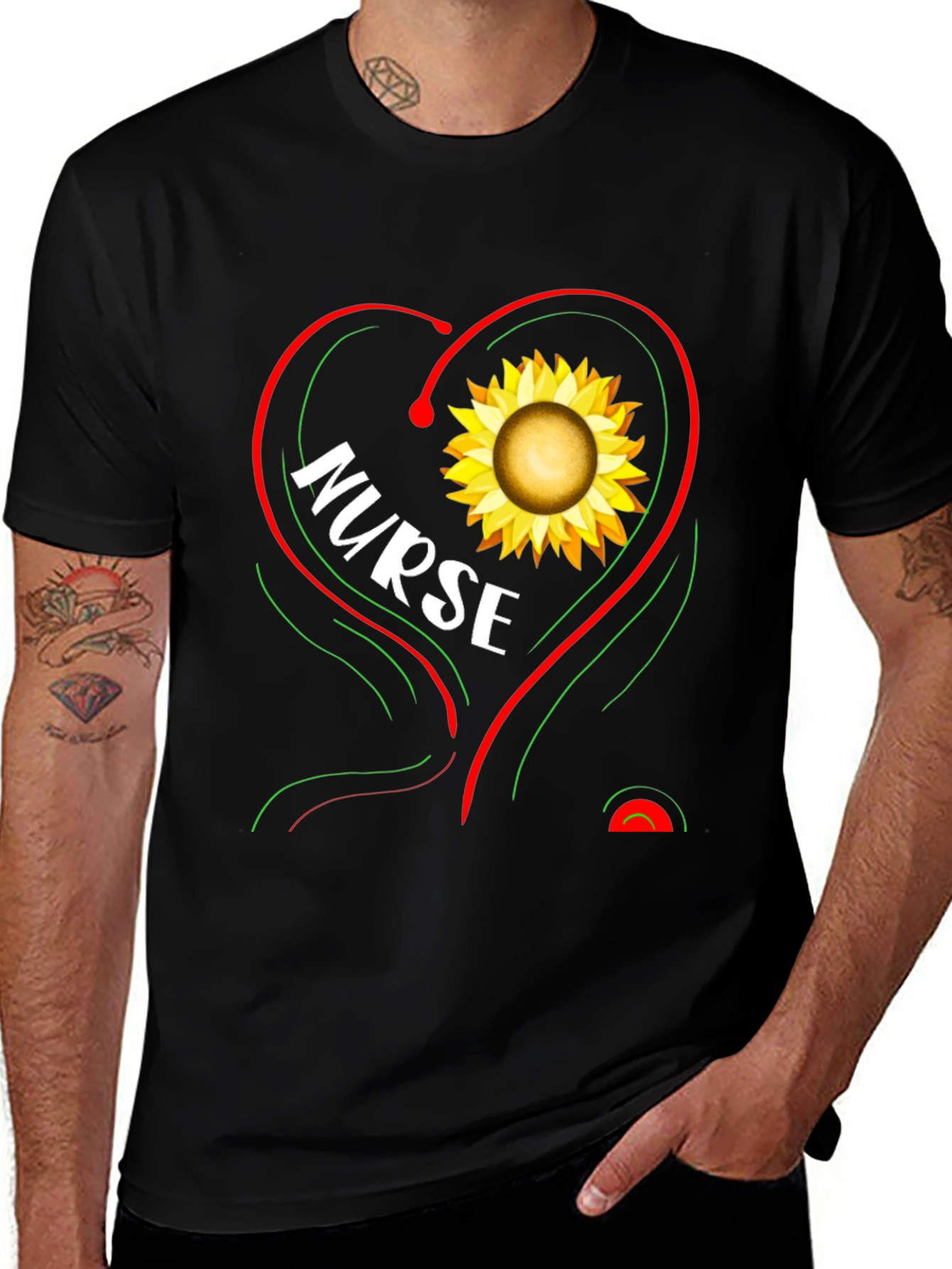 Variant 29 of Nurse Sunflower Heart Graphic T-Shirt