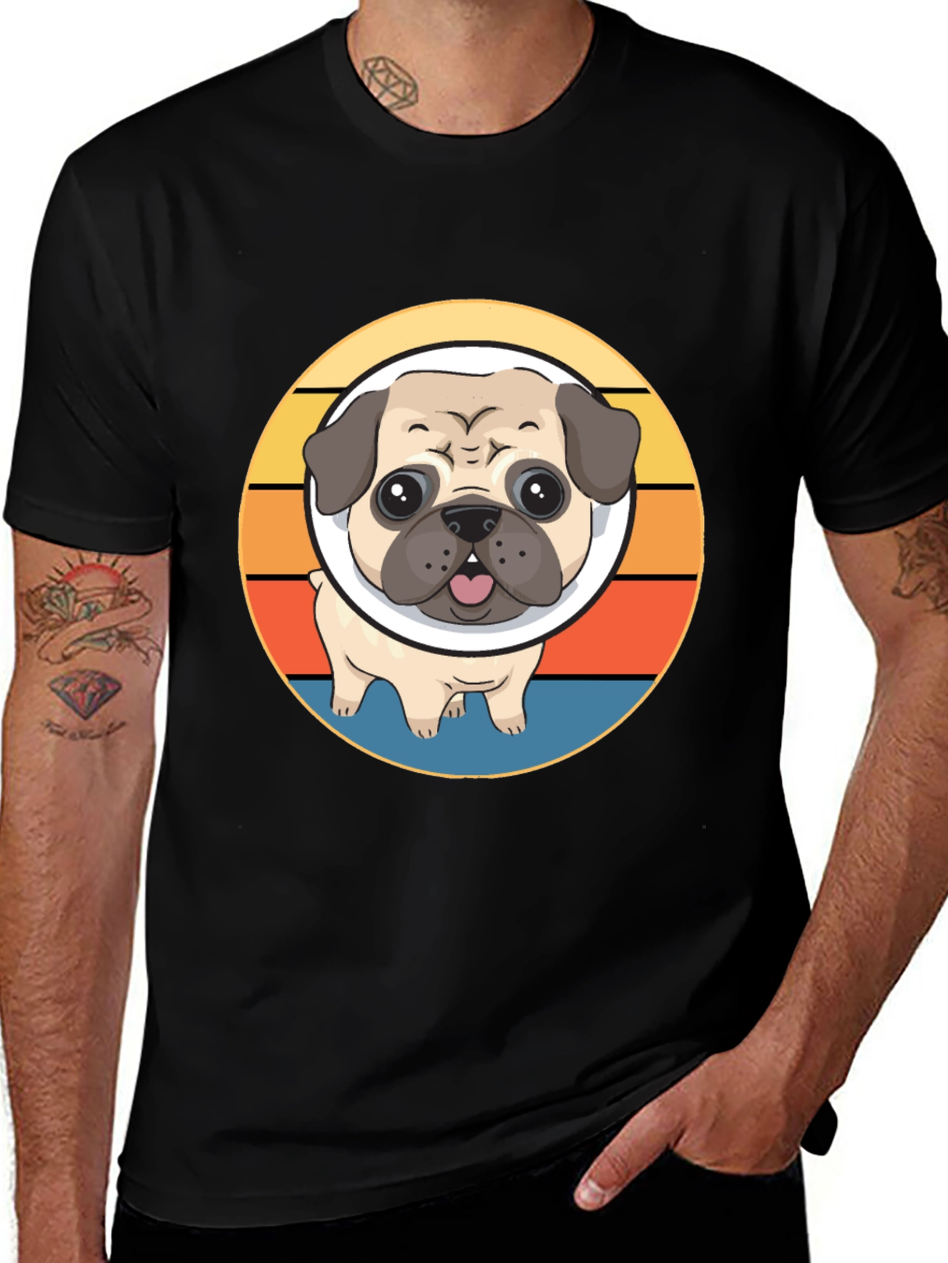 Variant 4 of Pug in Cone Retro T-Shirt