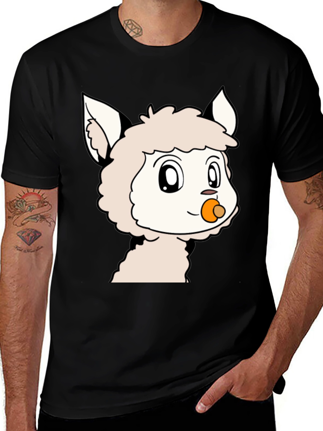 Variant 11 of Cute Llama Pacifier T-Shirt - Cartoon Animal Tee