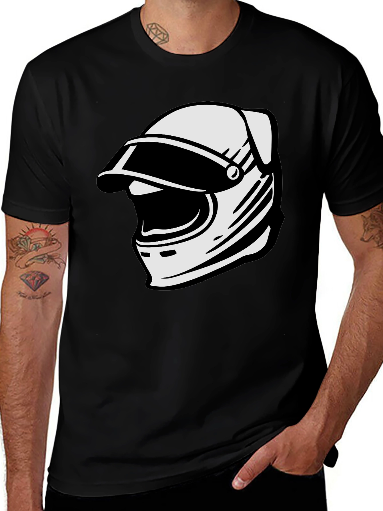 Variant 14 of Retro Helmet Graphic Tee - Classic Black