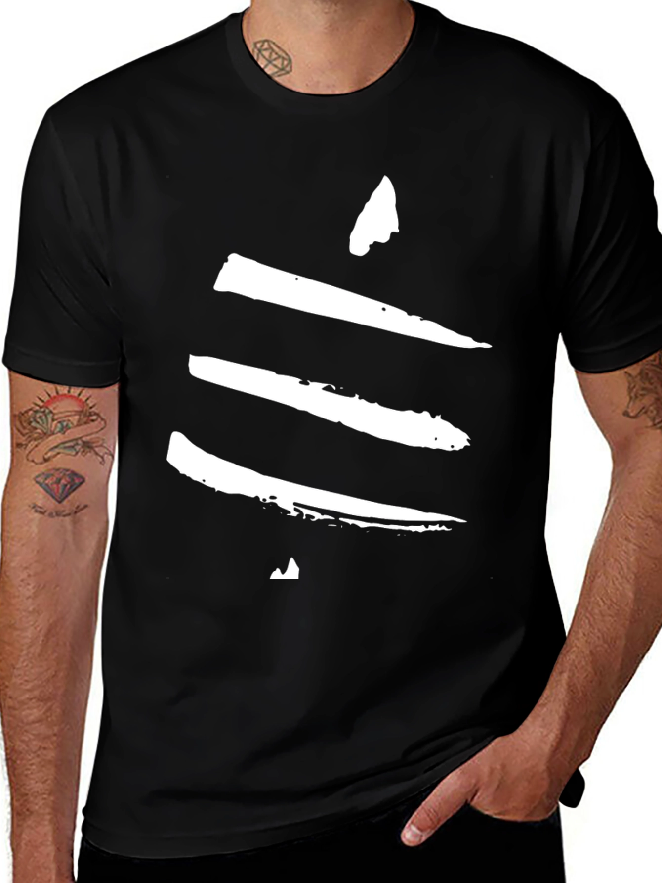 Variant 6 of Modern Graphic Tee - Black T-Shirt with Abstract White Design