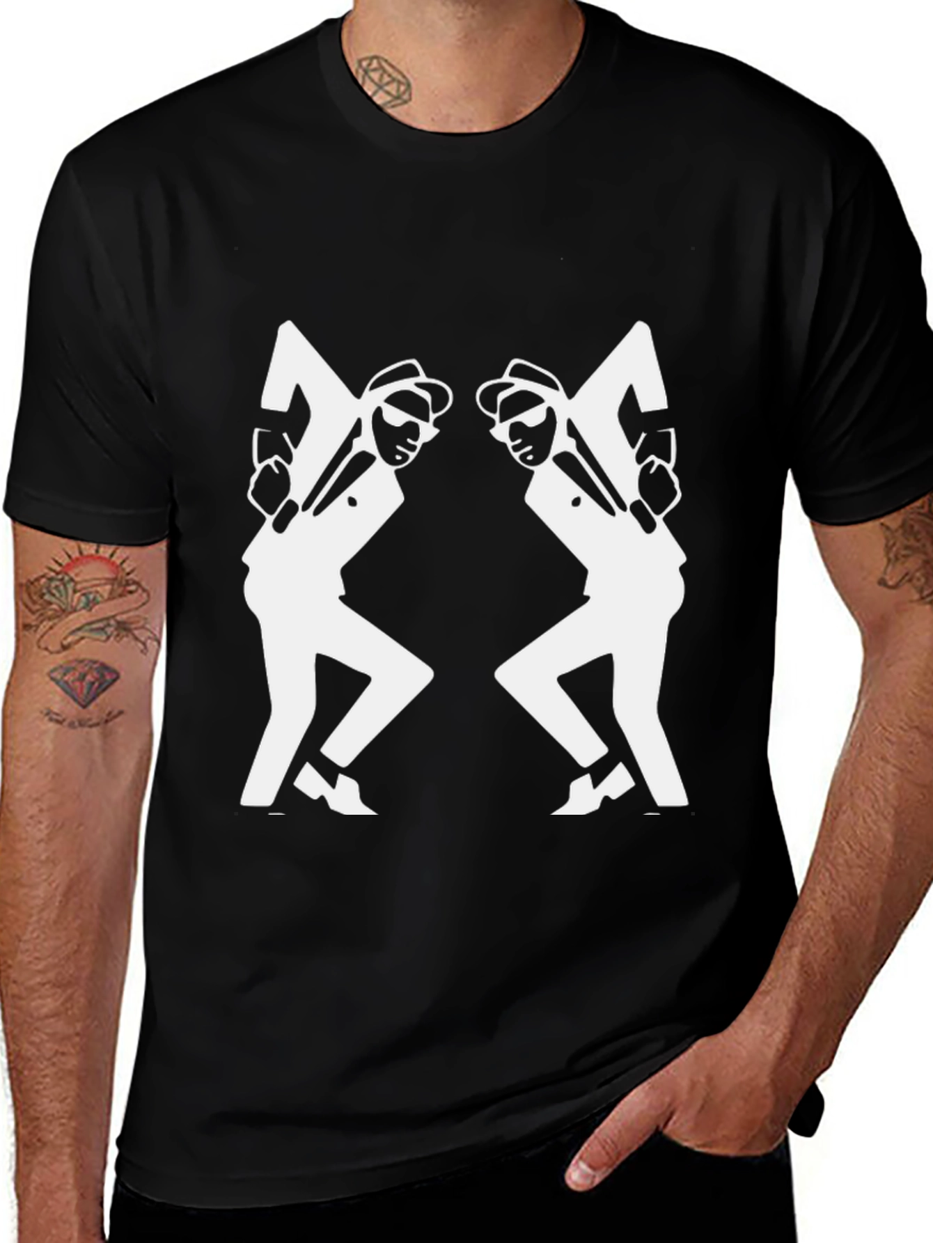 Variant 26 of Black & White Ska Dancing Men T-Shirt