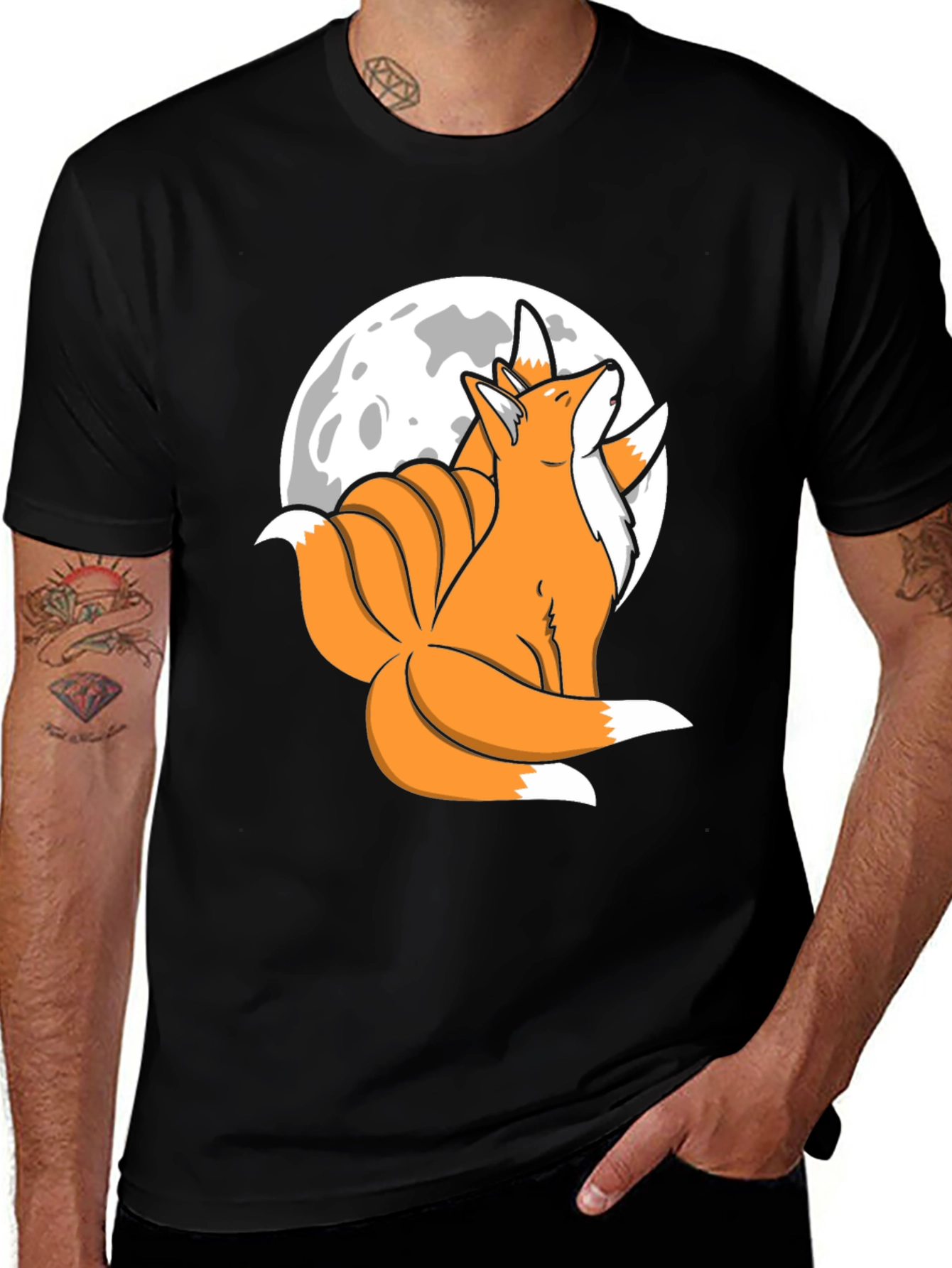 Nine-Tailed Fox Moon T-Shirt - Kitsune Anime Tee