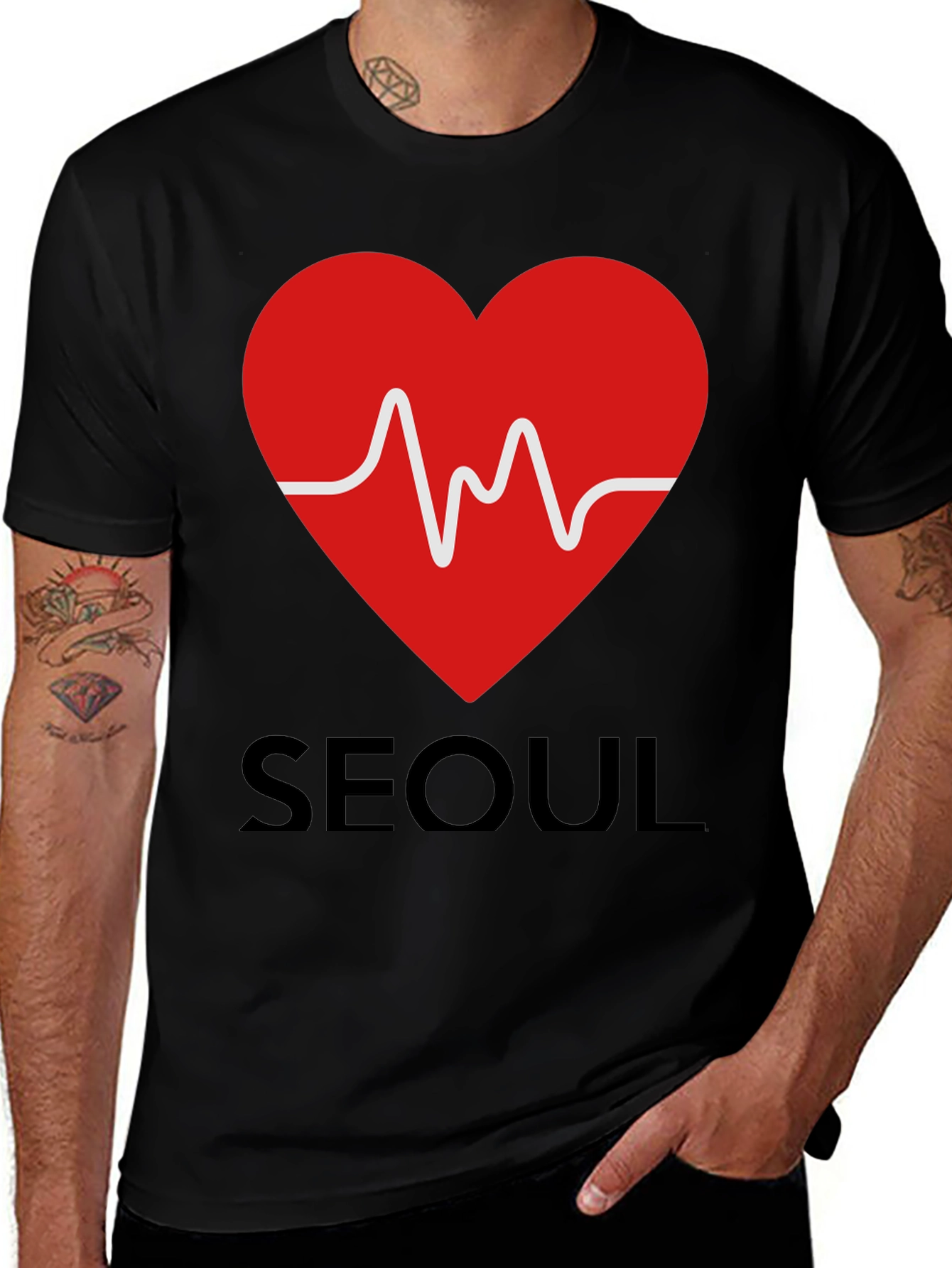 Seoul Heartbeat Graphic Tee - Black
