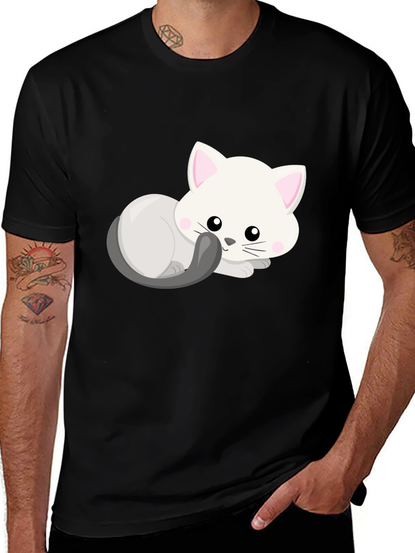 Variant 19 of Cute Cat Graphic T-Shirt - Black