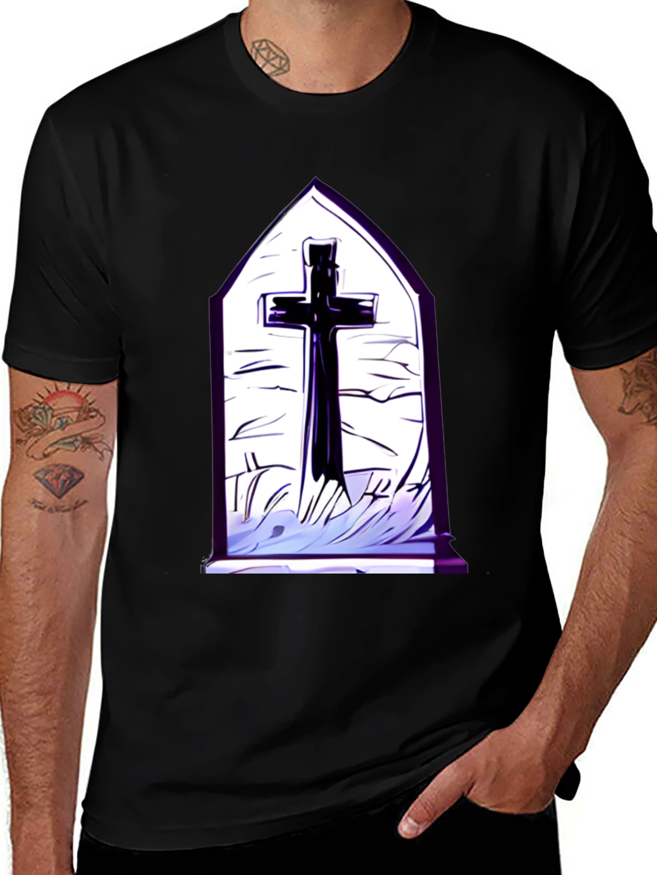 Variant 19 of Gothic Cross T-Shirt - Black