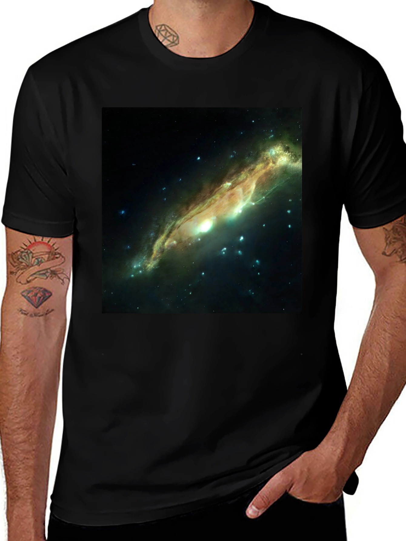 Variant 30 of Galaxy Print Black T-Shirt - Cosmic Style