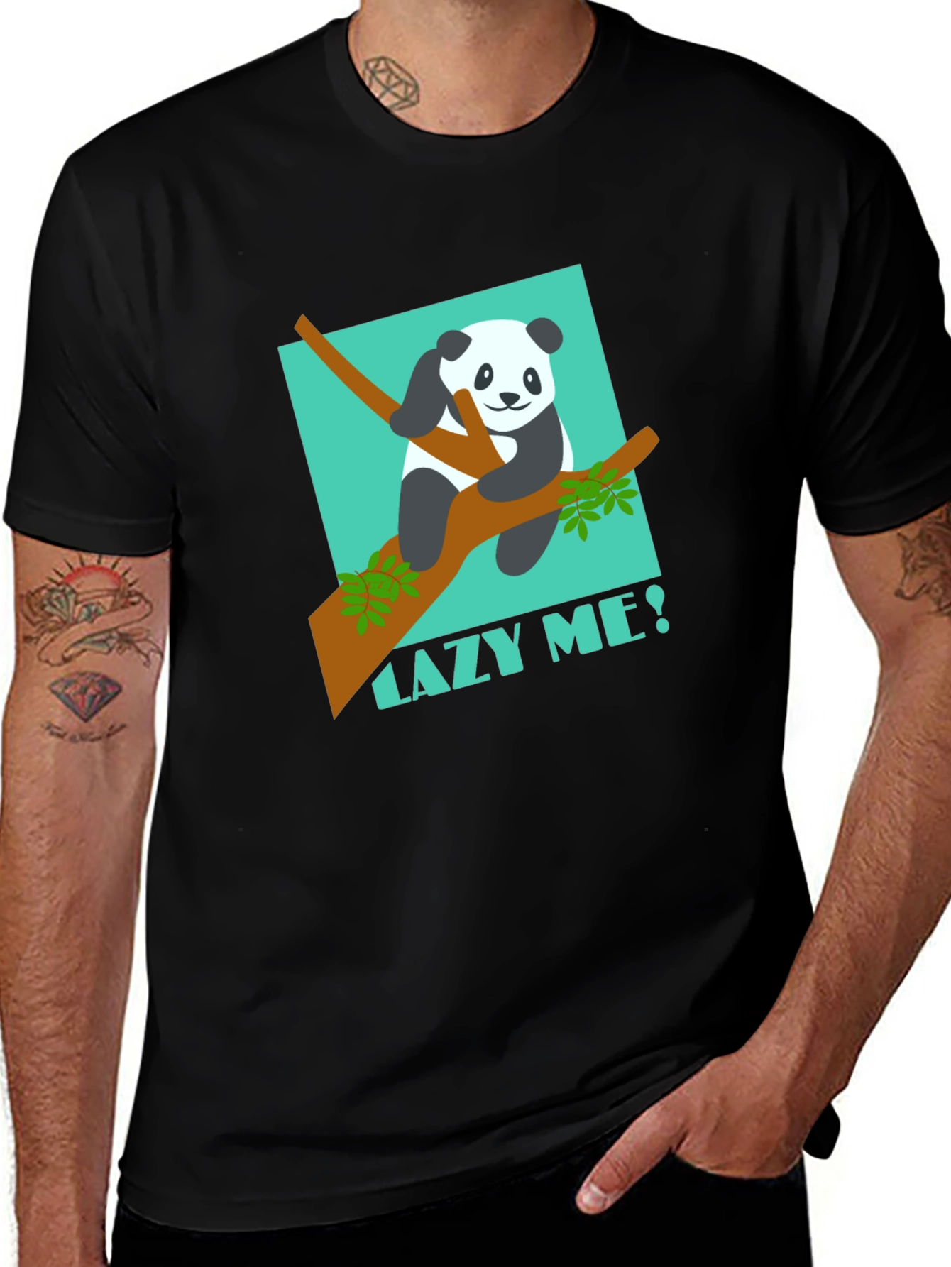 Variant 19 of Lazy Panda Graphic Tee - Men's Black T-Shirt