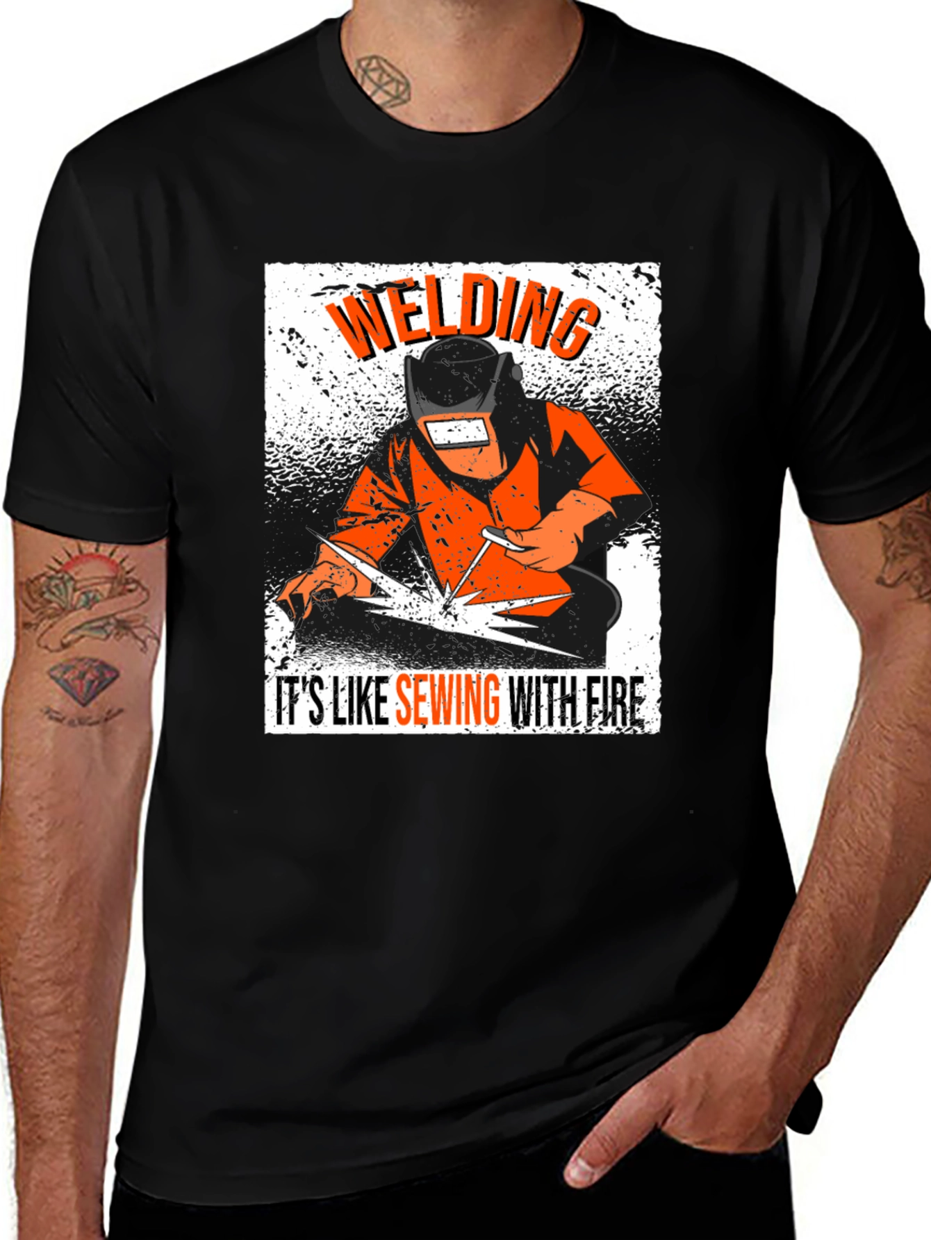 Variant 7 of Welding Like Sewing With Fire Black T-Shirt