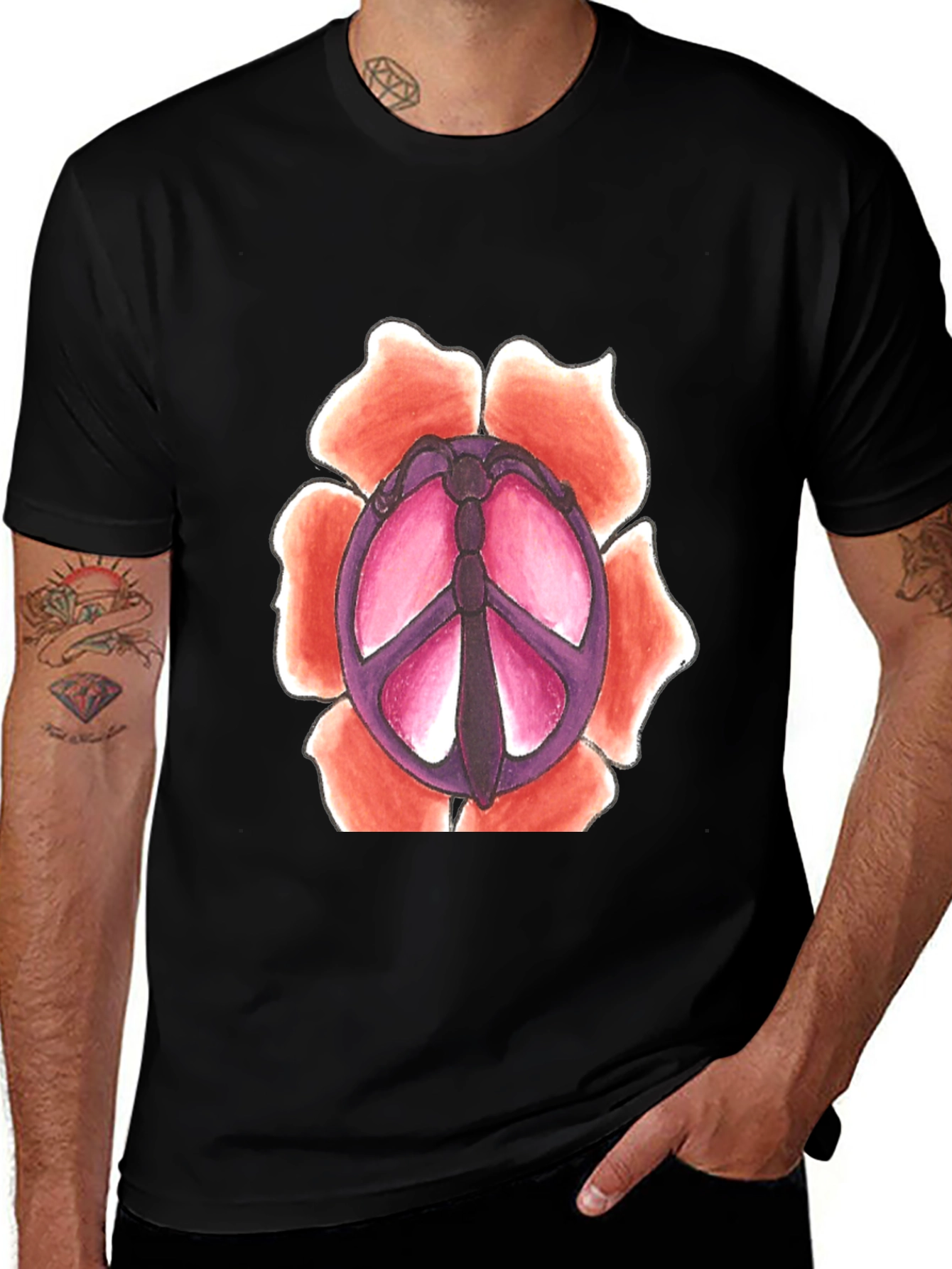 Variant 8 of Peace Sign Flower Graphic T-Shirt