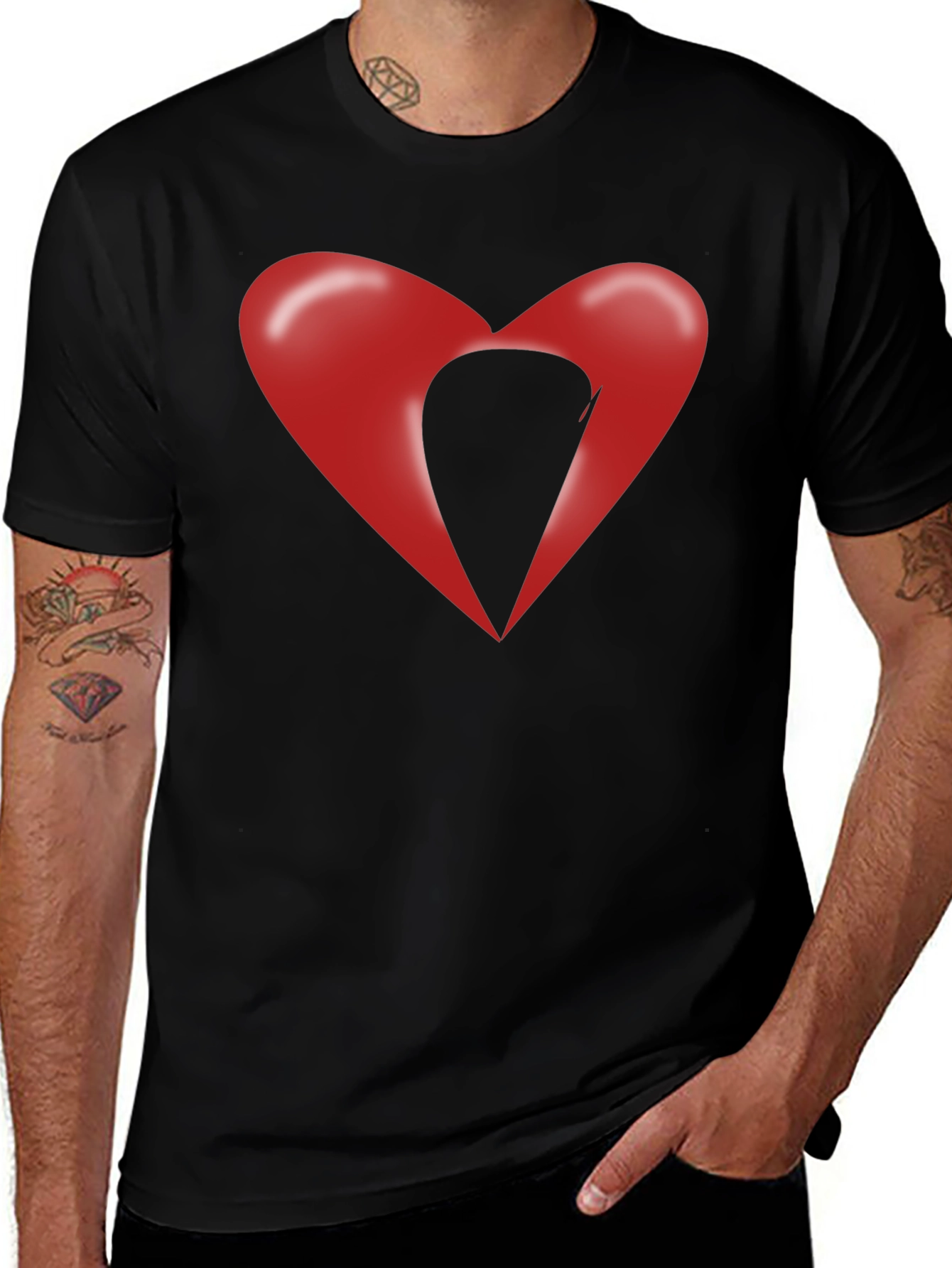 Variant 19 of Abstract Heart Graphic Black T-Shirt