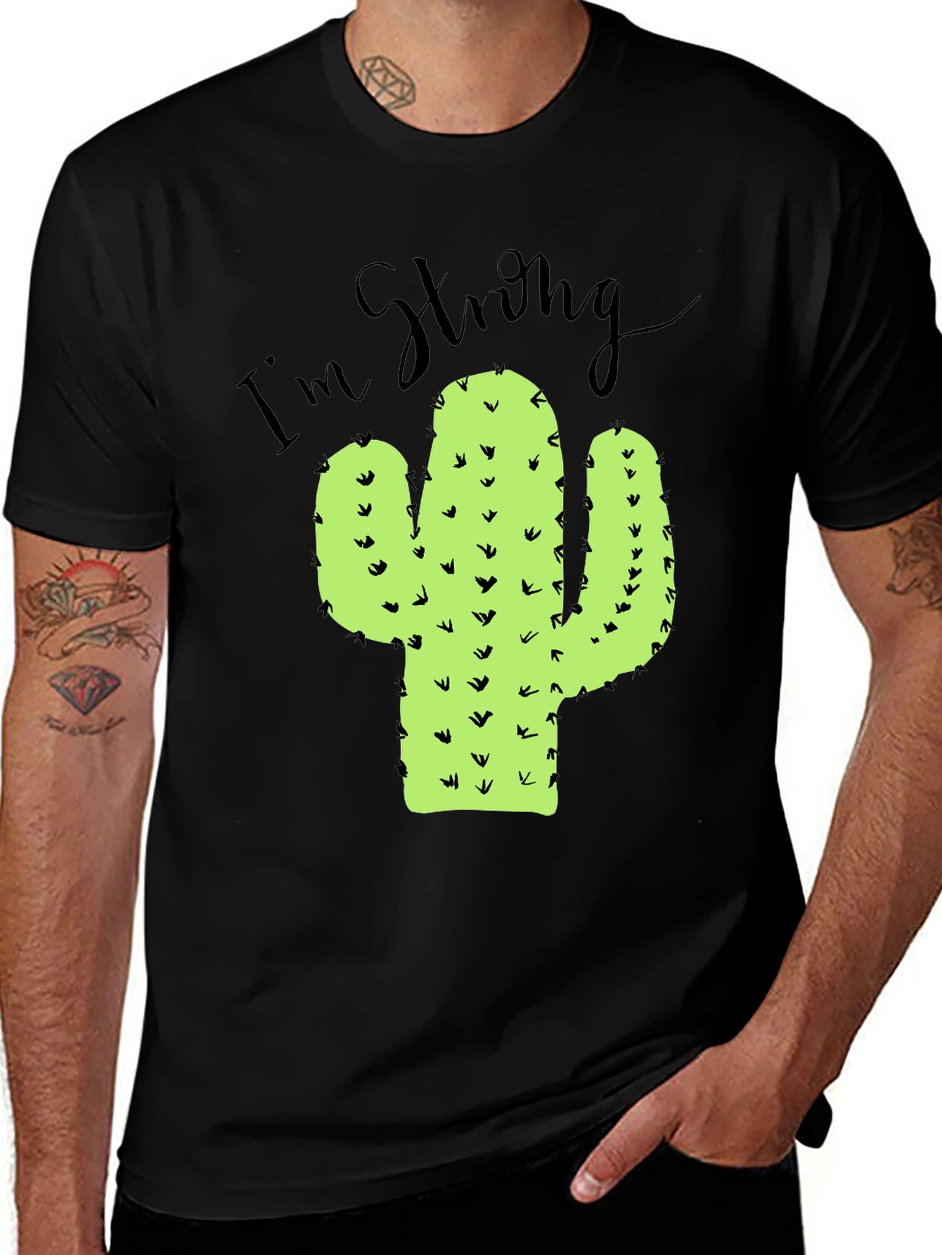 Variant 24 of Cactus Strong Graphic Tee -  Unisex Black T-Shirt