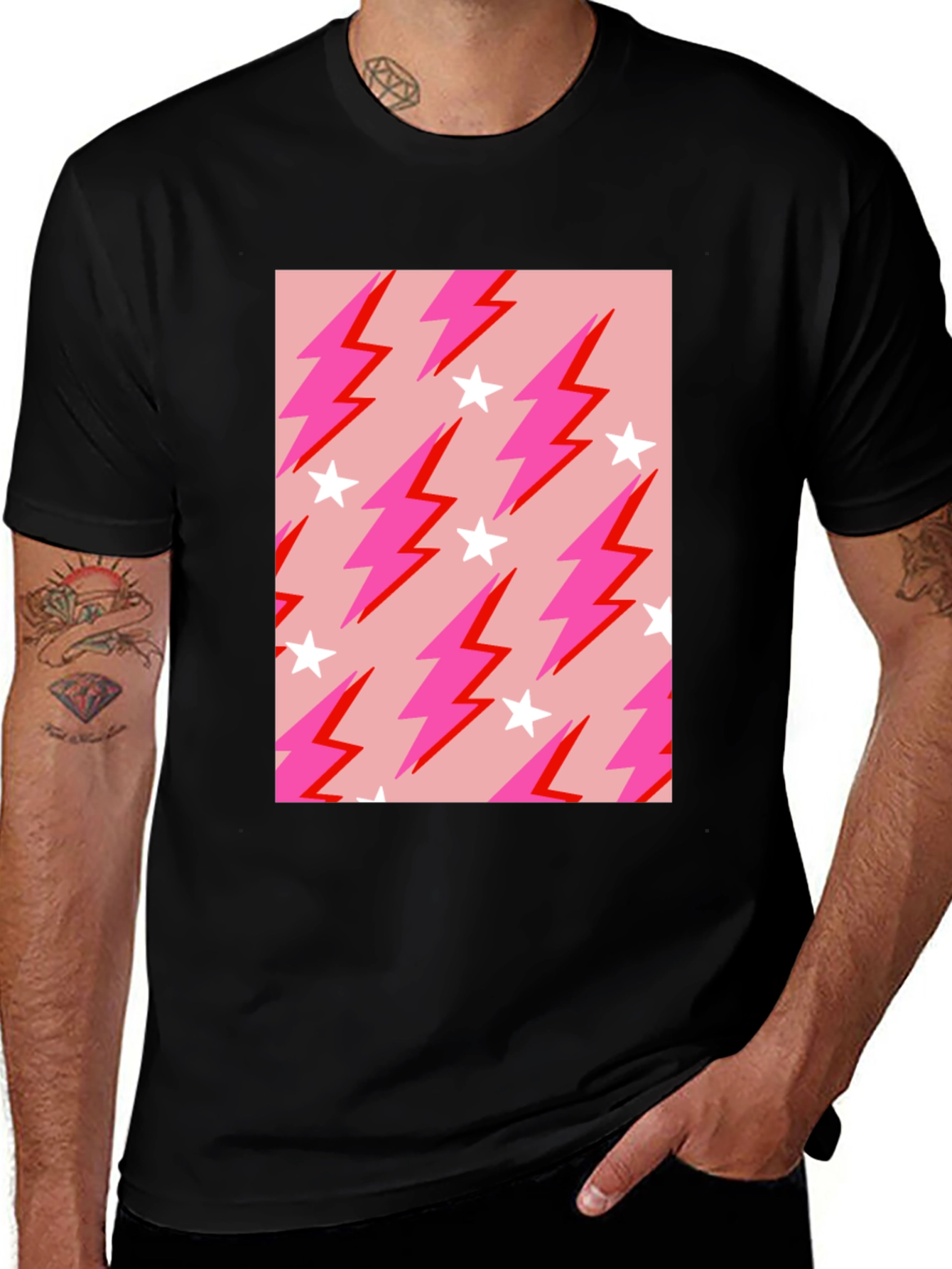 Variant 7 of Lightning Bolt Star Graphic Tee - Trendy Casual Style