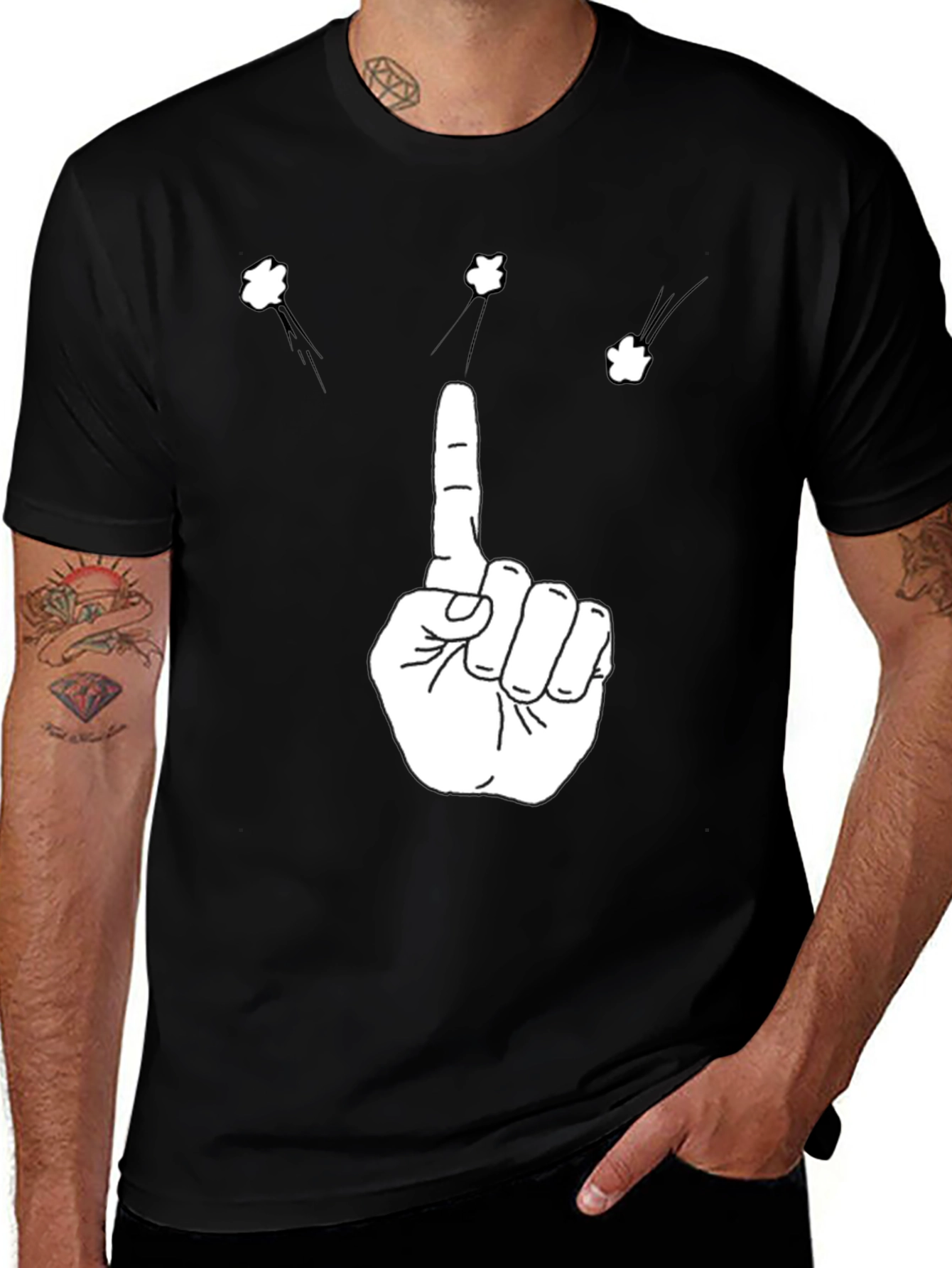 Novelty Pointing Finger Black T-Shirt