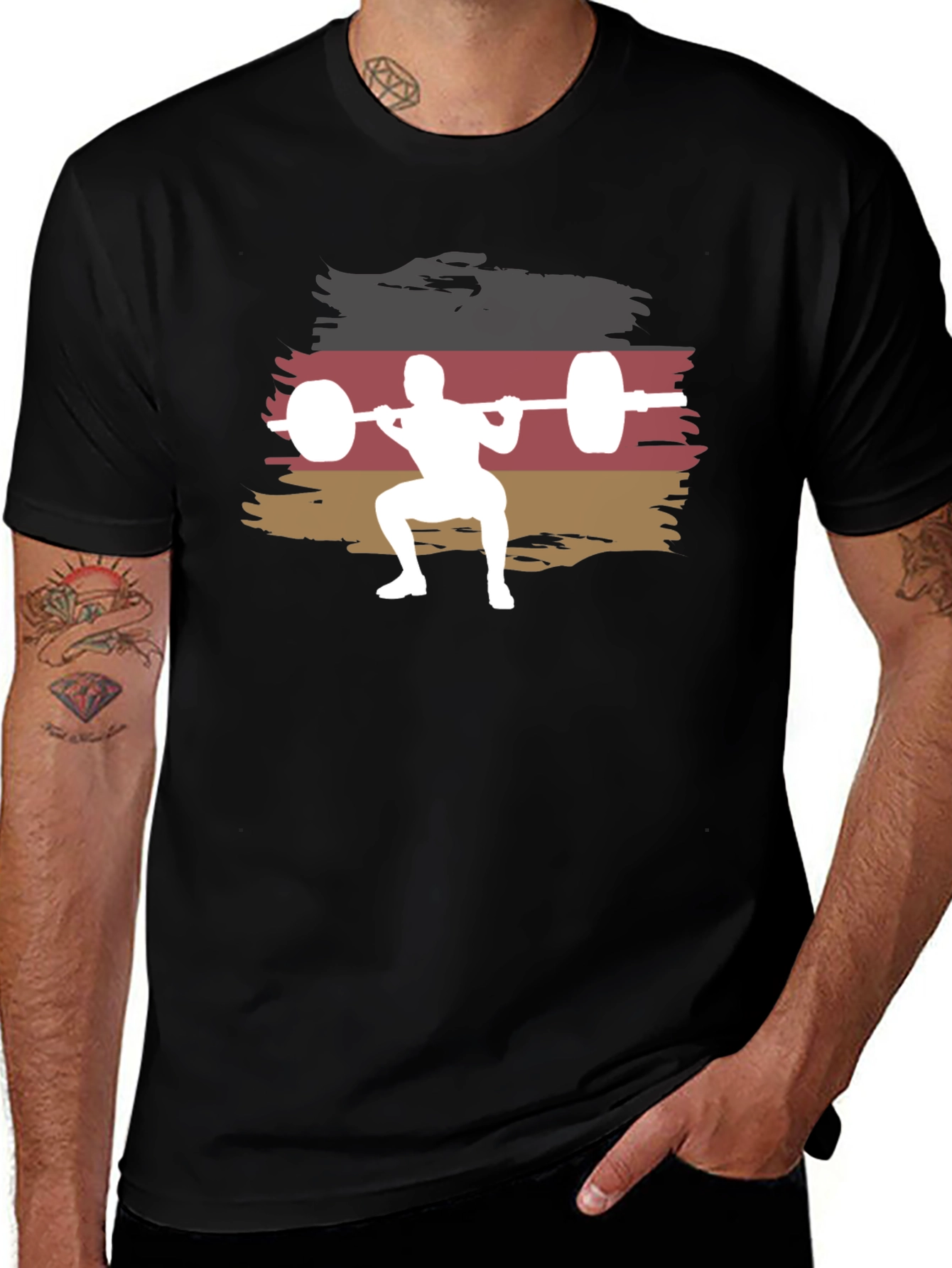 Weightlifting Squat Graphic Tee - Black Cotton T-Shirt