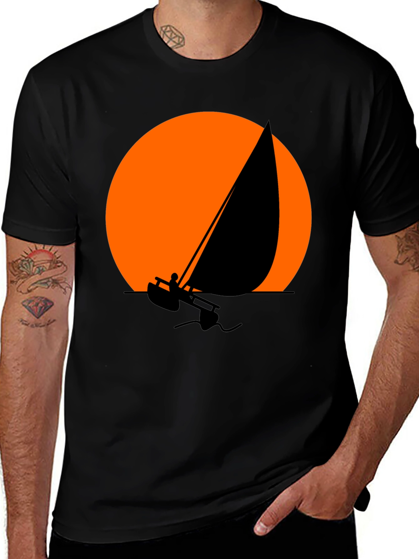 Variant 15 of Sunset Sailing T-Shirt - Retro Sailboat Graphic Tee