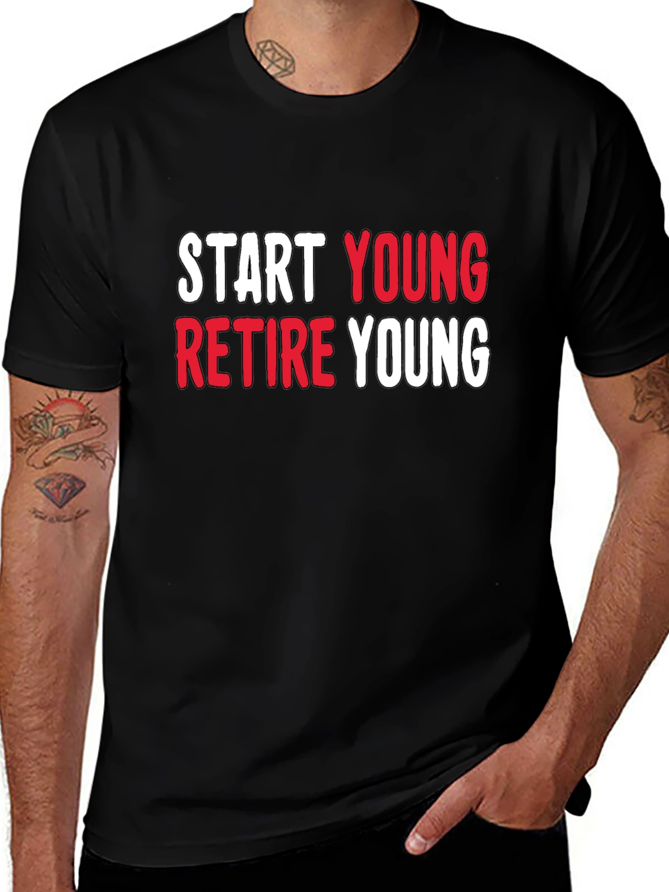 Variant 12 of Start Young Retire Young Graphic Tee