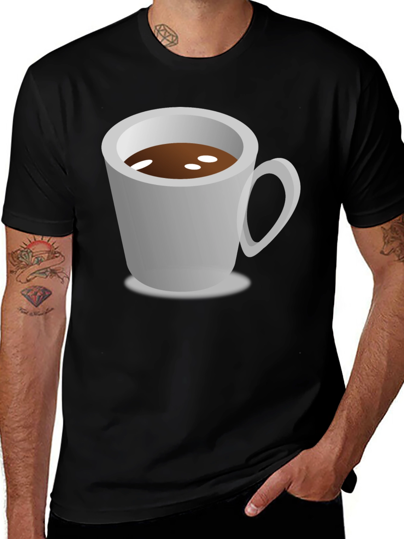 Black Coffee Cup Graphic Tee - Black Unisex Shirt main image