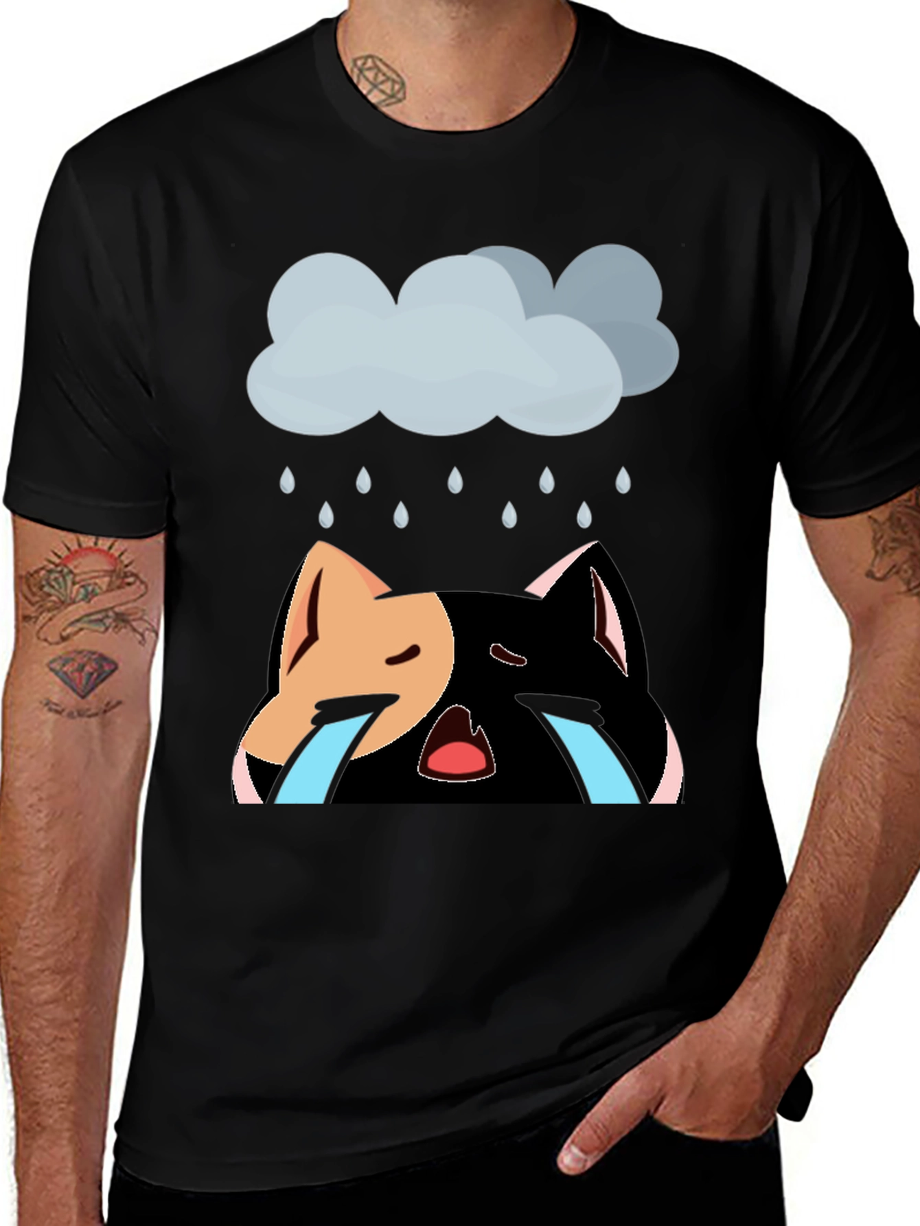Variant 18 of Sad Cat T-Shirt - Unisex Black Cotton Blend